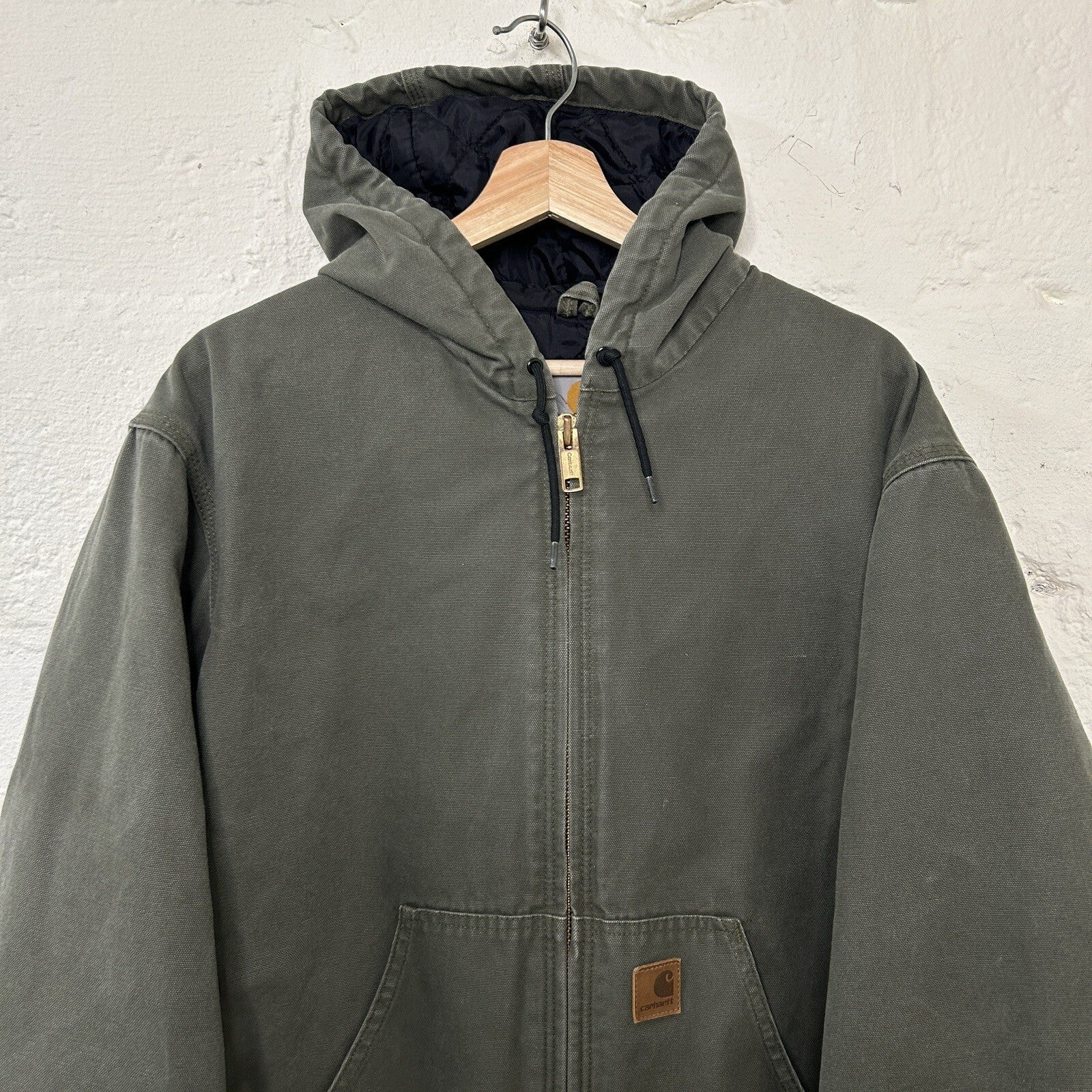 Vintage Carhartt Quilted Hooded Active Jacket “Moss Green” J280 MOS Men’s Medium