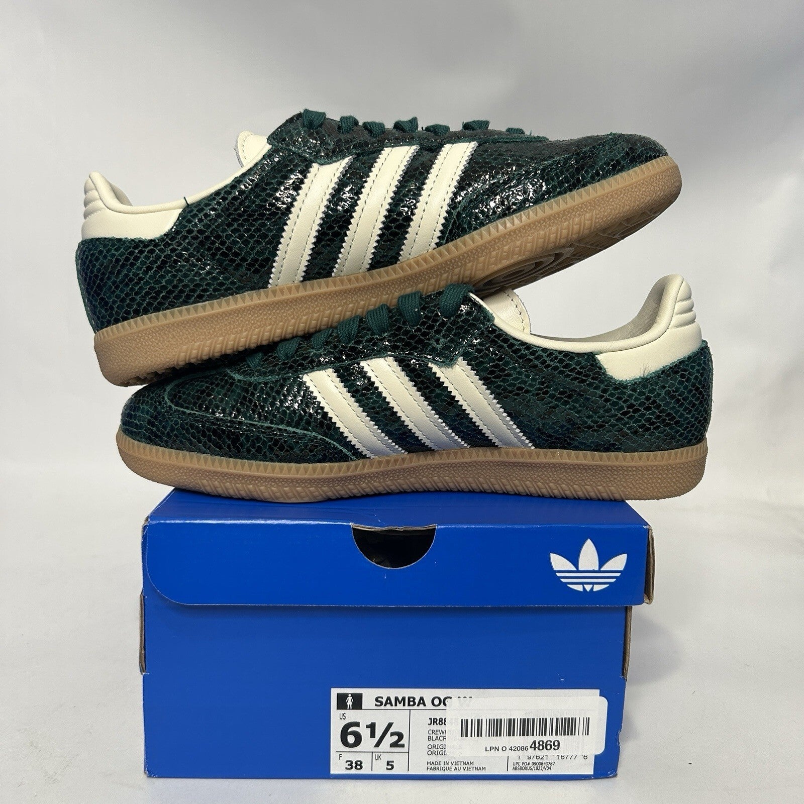 adidas Samba OG Snakeskin Pack - “Collegiate Green” JR8848 Women’s 6.5 New