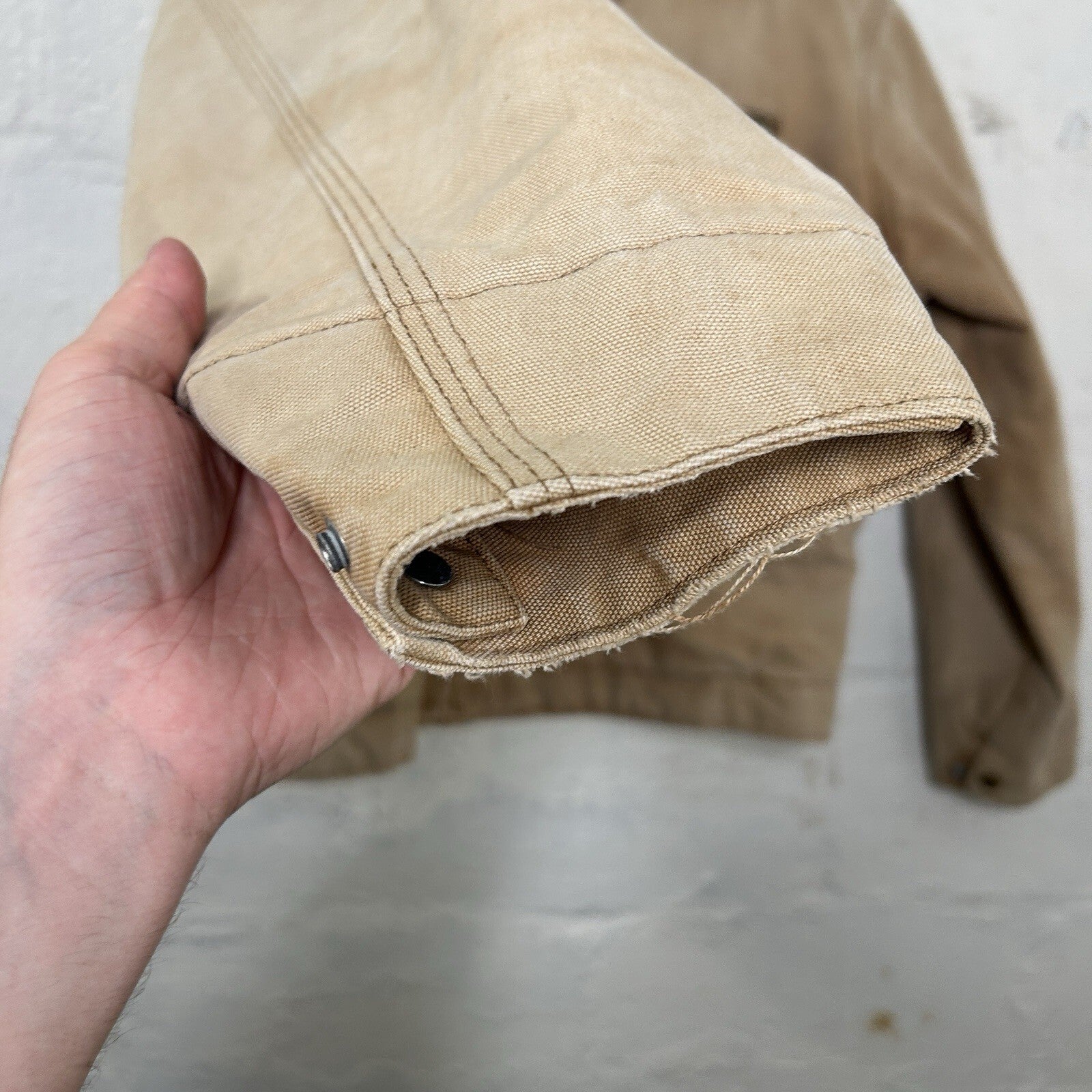 1989 Carhartt Faded Quilt-Lined Detroit Jacket “Tan” 6QLJ 100 Years Men’s Large
