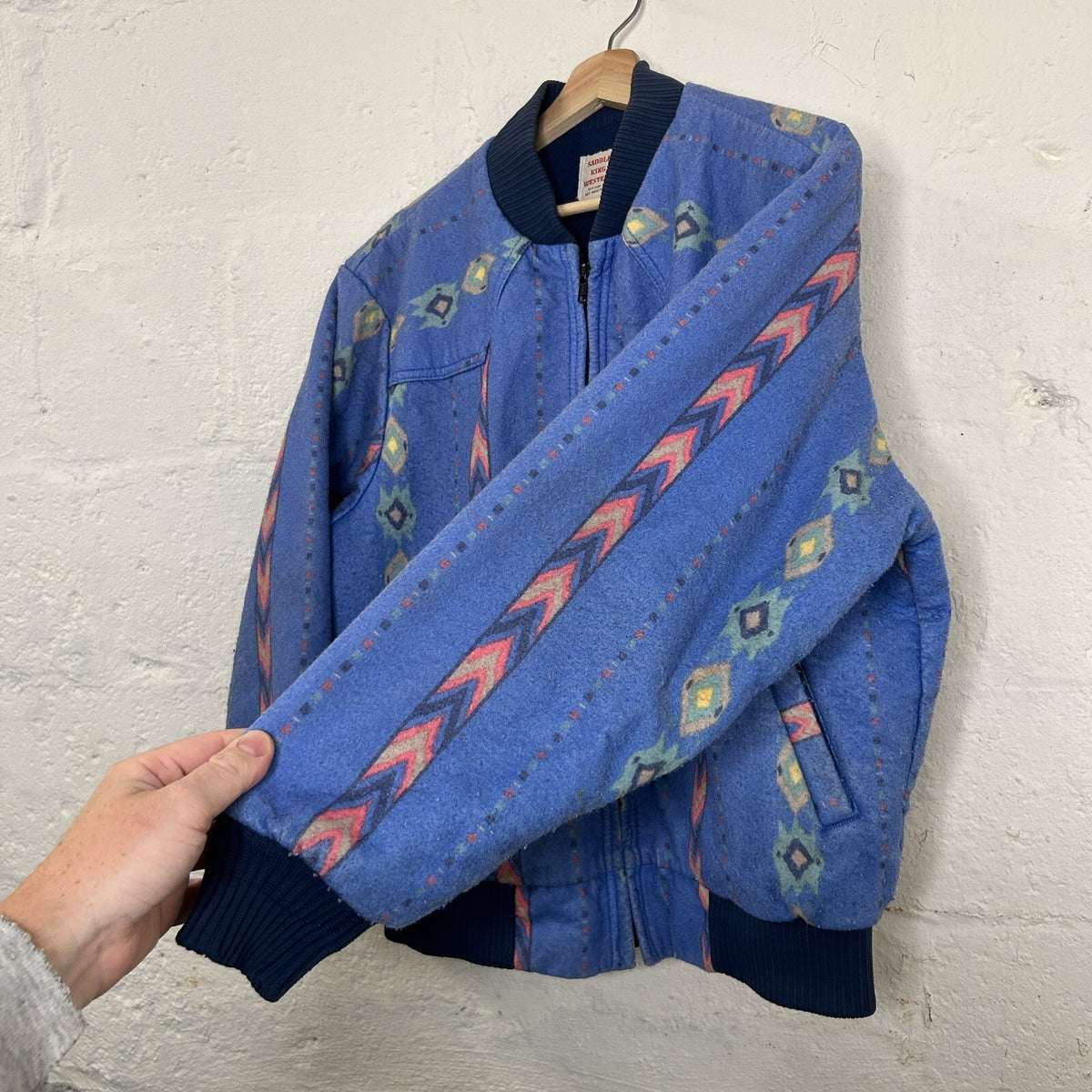 Vintage Saddle King Western Thermal-Lined Aztec Southwest Jacket “Blue” Men’s L