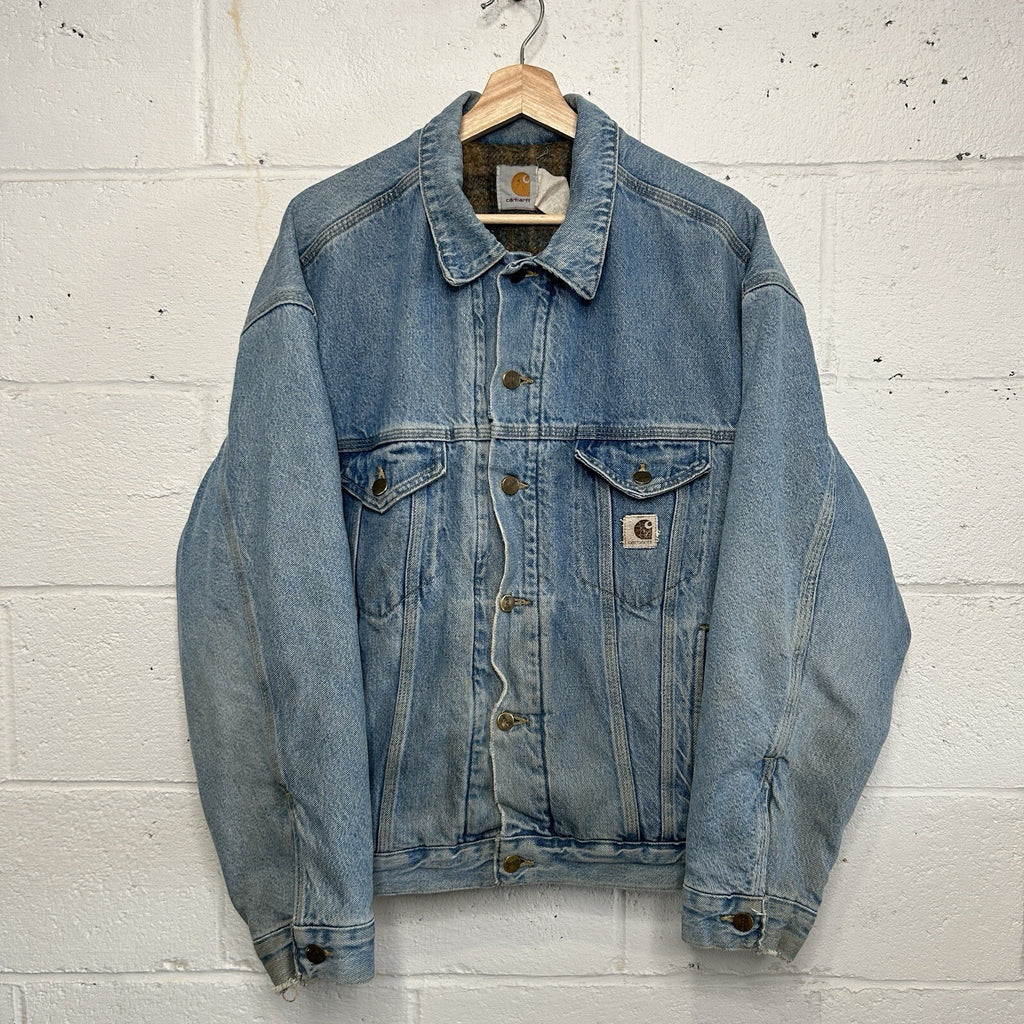 Vintage Carhartt Blanket-Lined Denim Trucker Jacket “Lightwash” JB0908 Men’s L