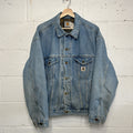 Vintage Carhartt Blanket-Lined Denim Trucker Jacket “Lightwash” JB0908 Men’s L