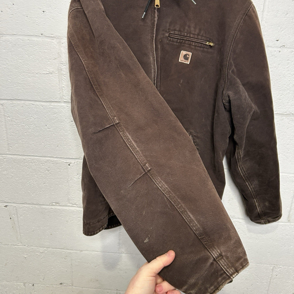 Vintage Carhartt Sherpa-Lined Hooded Detroit Jacket “Dark Brown” J141 DKB