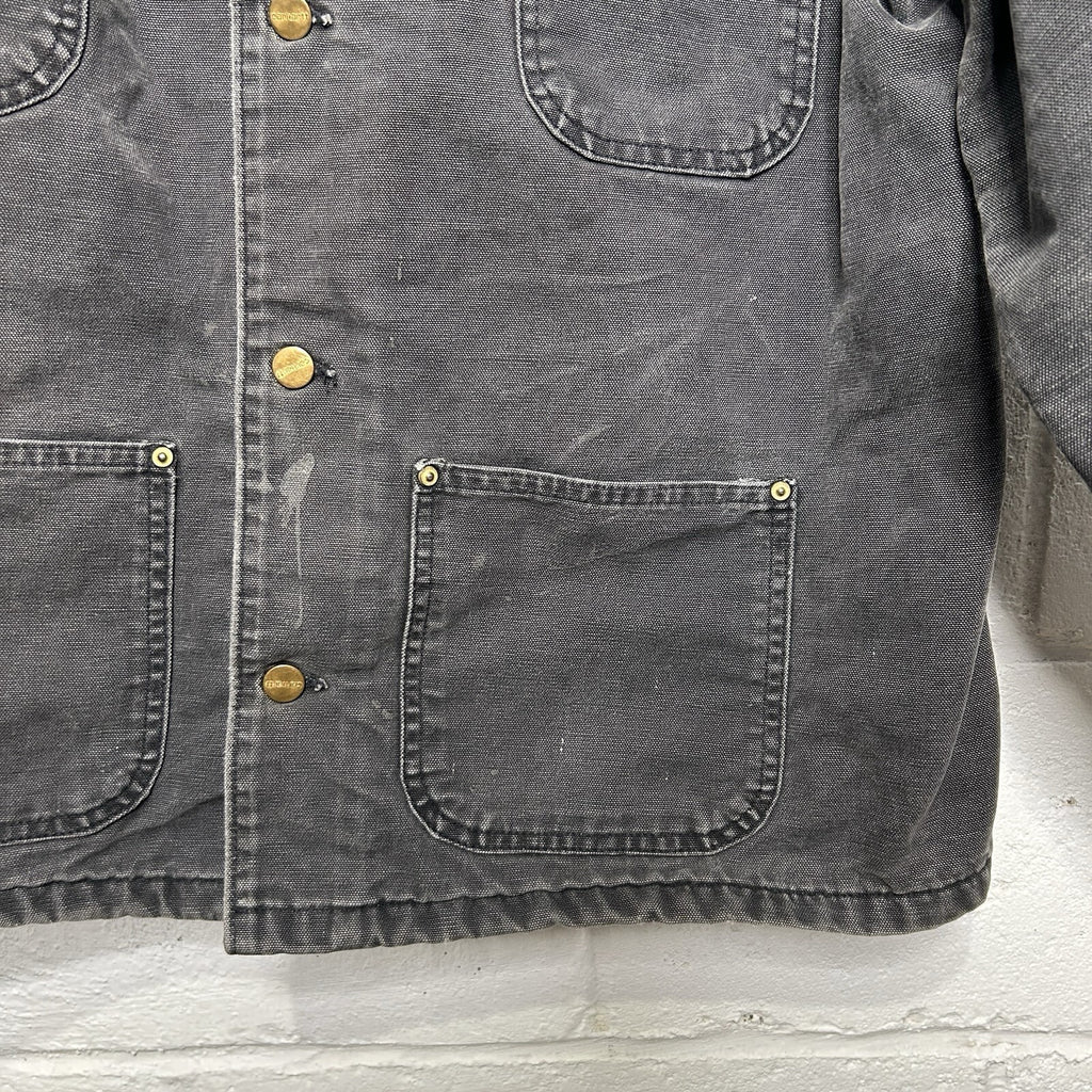 Vintage Faded Carhartt Blanket-Lined Chore Coat “Black” C01 BLK Men’s Large