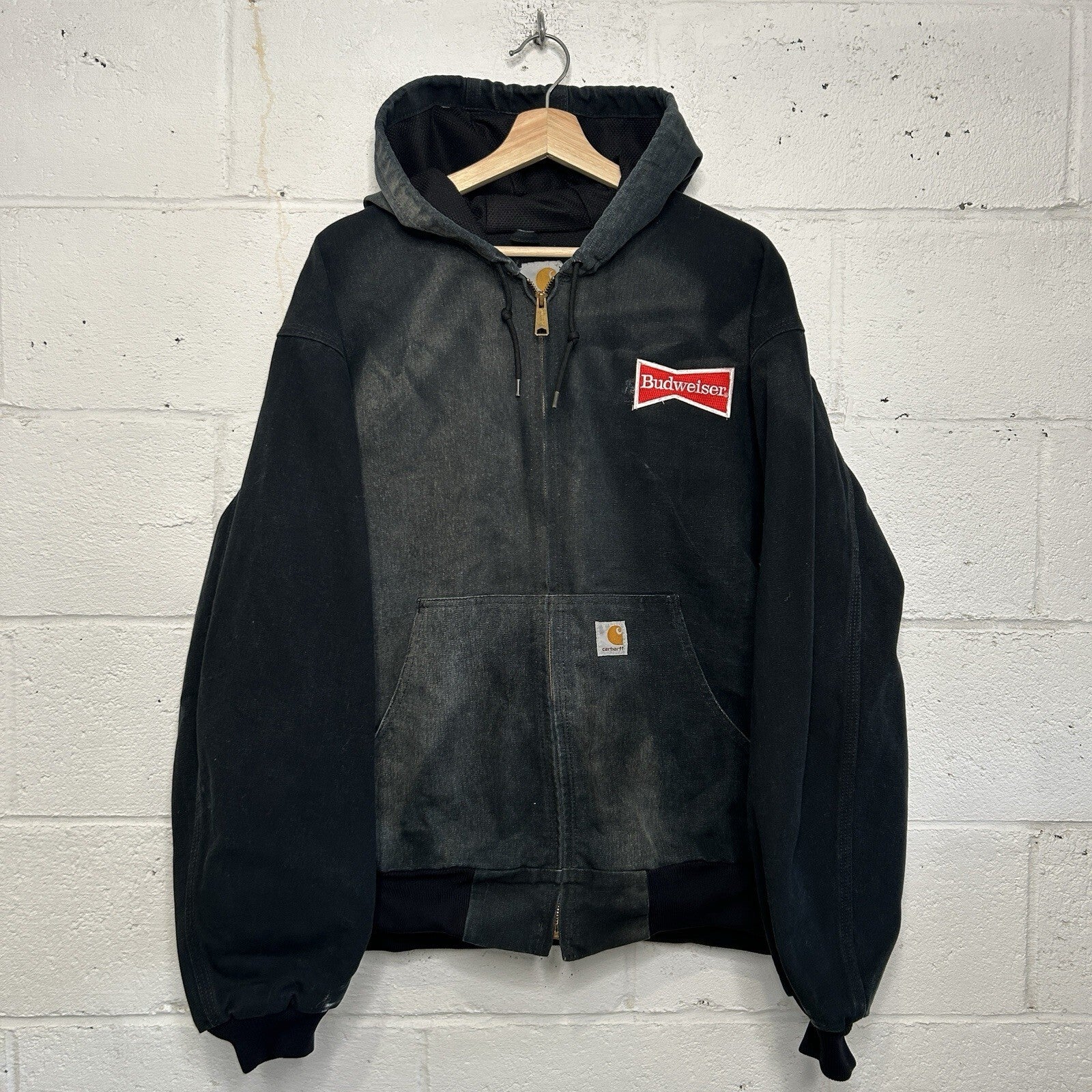 Carhartt Thermal Hooded Active Jacket “Black” Budweiser J131 BLK Men’s XL