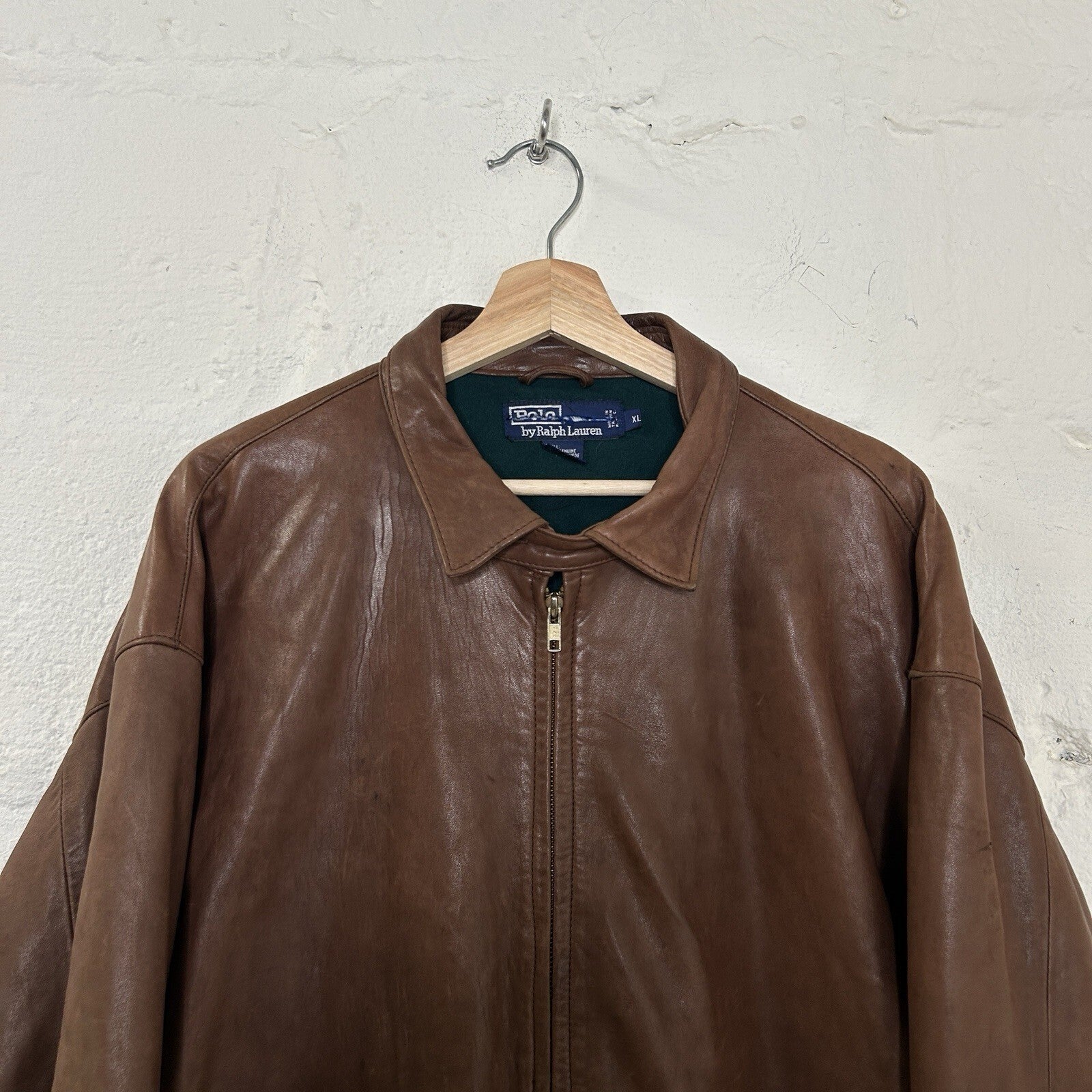 Vintage Polo Ralph Lauren Fleece Leather Harrington Jacket “Brown” Men’s X-Large