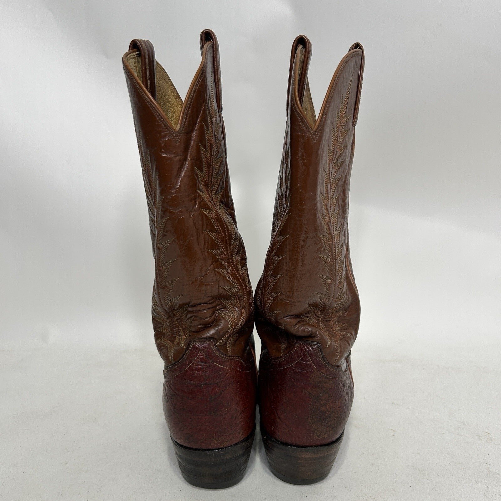 Vintage Tony Lama Leather Western Cowboy Boots Gold Label “Brown” Men’s 8.5D