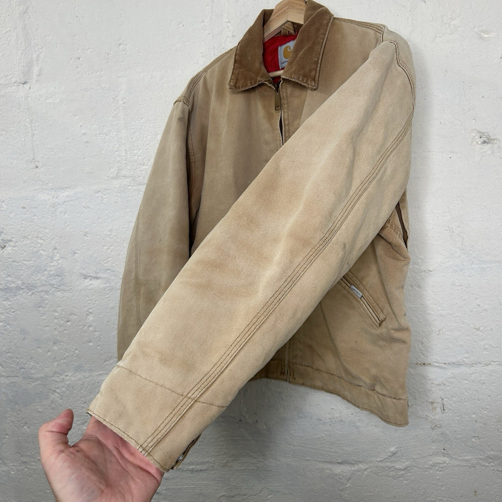 1989 Carhartt Faded Quilt-Lined Detroit Jacket “Tan” 6QLJ 100 Years Men’s Large