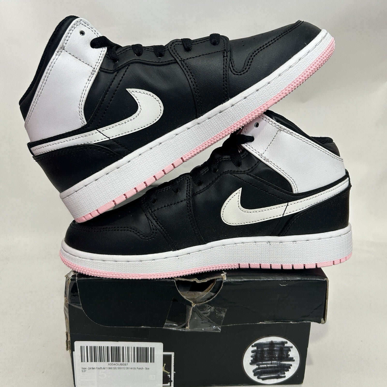 Nike Air Jordan 1 Mid Retro GS “Arctic Punch” White/Pink 555112-061 5.5Y New