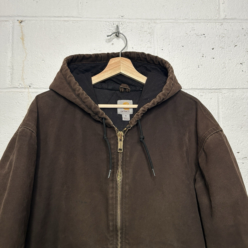 Vintage Carhartt Hooded Active Jacket “Dark Brown” J130 DKB Men’s X-Large Worn