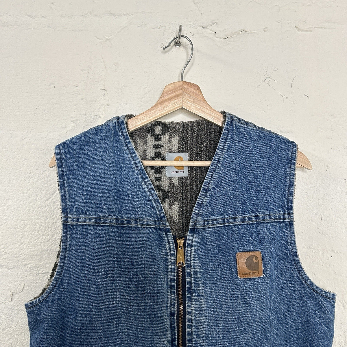 Vintage Carhartt Sherpa-Lined Southwest Aztec Vest “Darkstone” VP198 Men’s Small