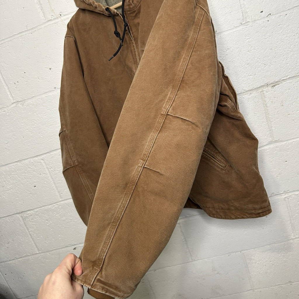 Y2K Carhartt Sherpa-Lined Hooded Detroit Jacket “Brown” J141 BRN Men’s X-Large