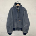 Vintage Faded Carhartt Hooded Active Jacket “Navy Blue” JQ283 Men’s X-Large