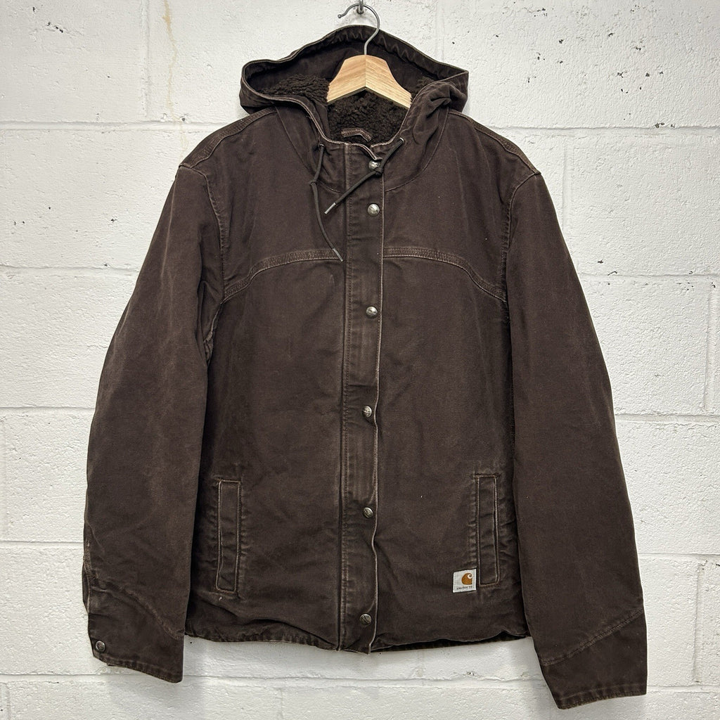 Y2K Carhartt Sandstone Sherpa Berkley Jacket “Dark Brown” 100657-201 Women’s XL