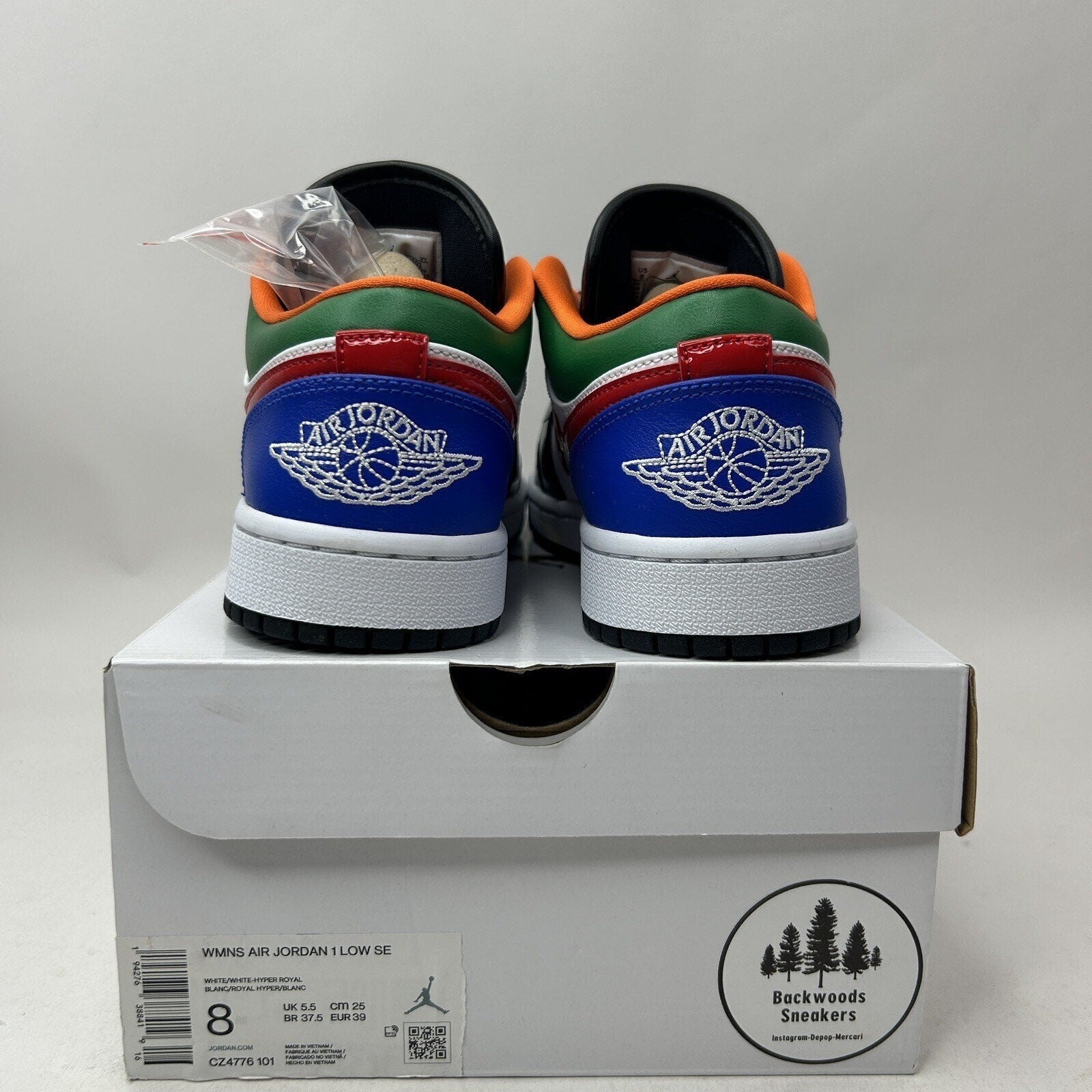 Nike Air Jordan 1 Low SE “Black Toe Multi-Color” CZ4776-101 Women’s 8 New