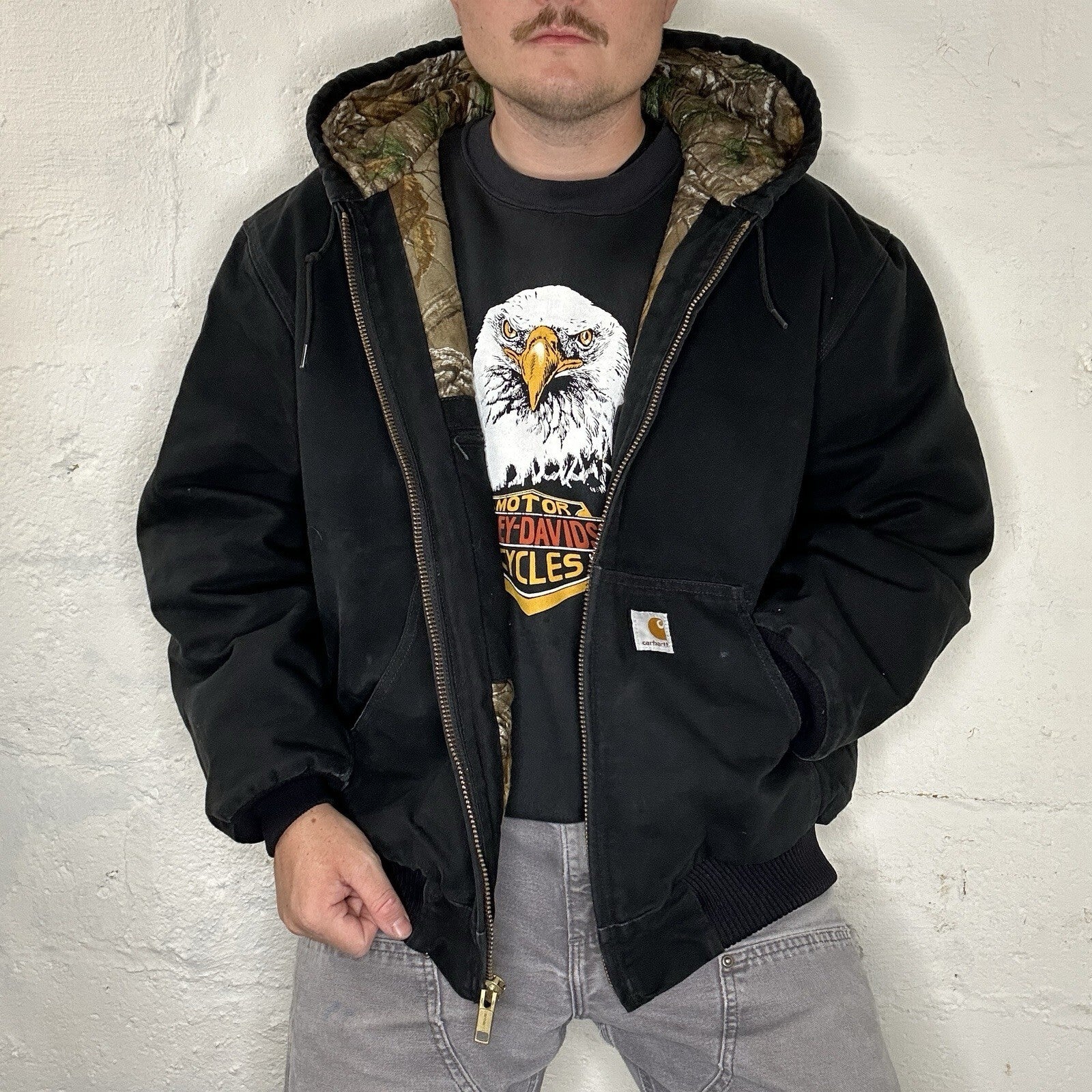 Carhartt X Realtree Camo-Lined Hooded Active Jacket “Black” 101074-001 Men’s XL