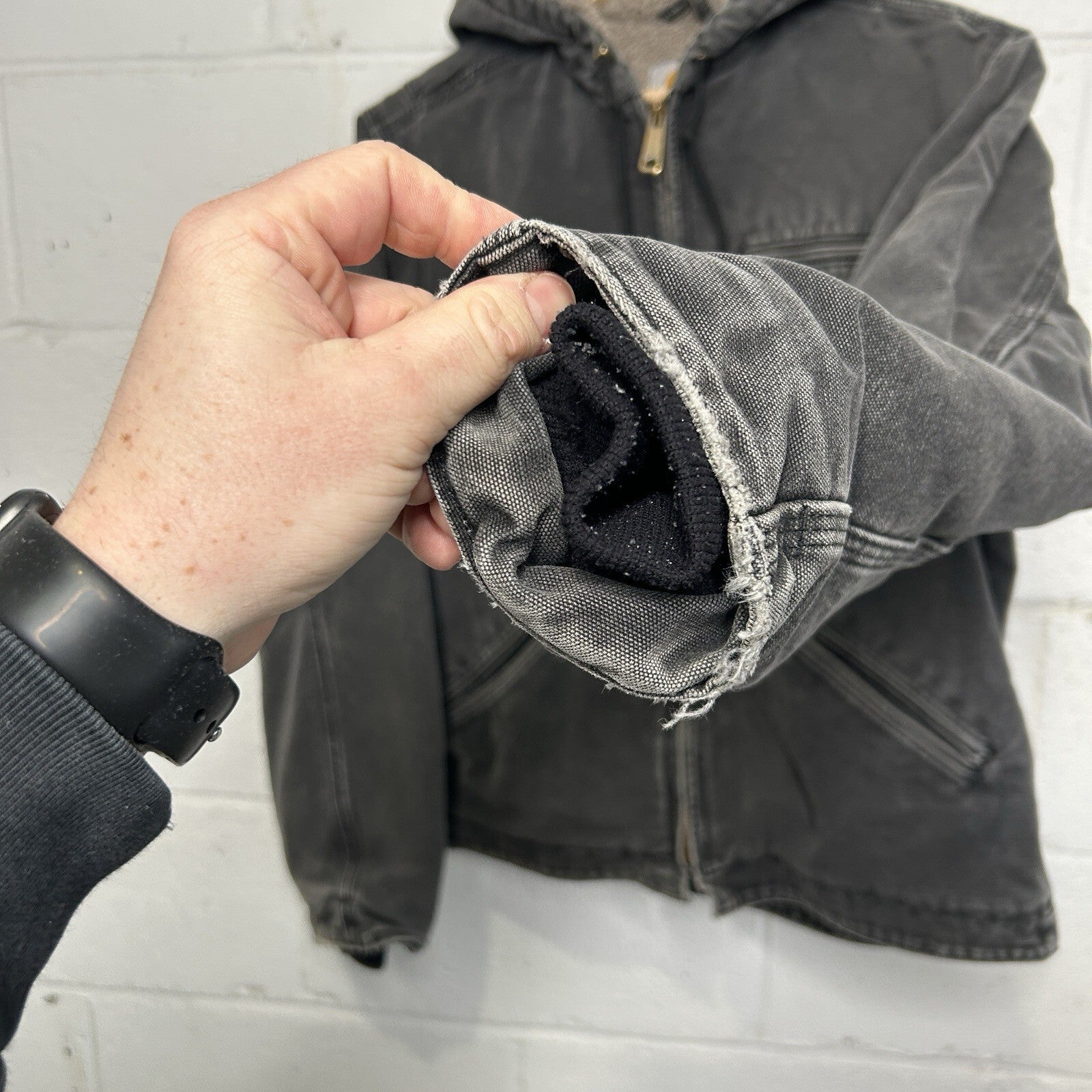 Y2K Carhartt Sherpa-Lined Hooded Detroit Jacket “Black” WJ141 BLK Women’s Medium