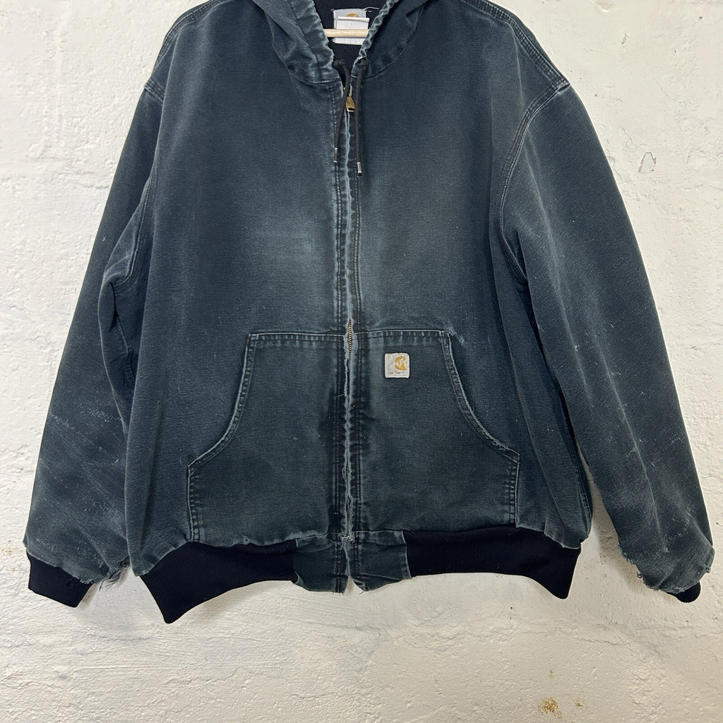 Faded Thrashed Carhartt Thermal Hooded Active Jacket “Black” J131 BLK Men’s 2XL