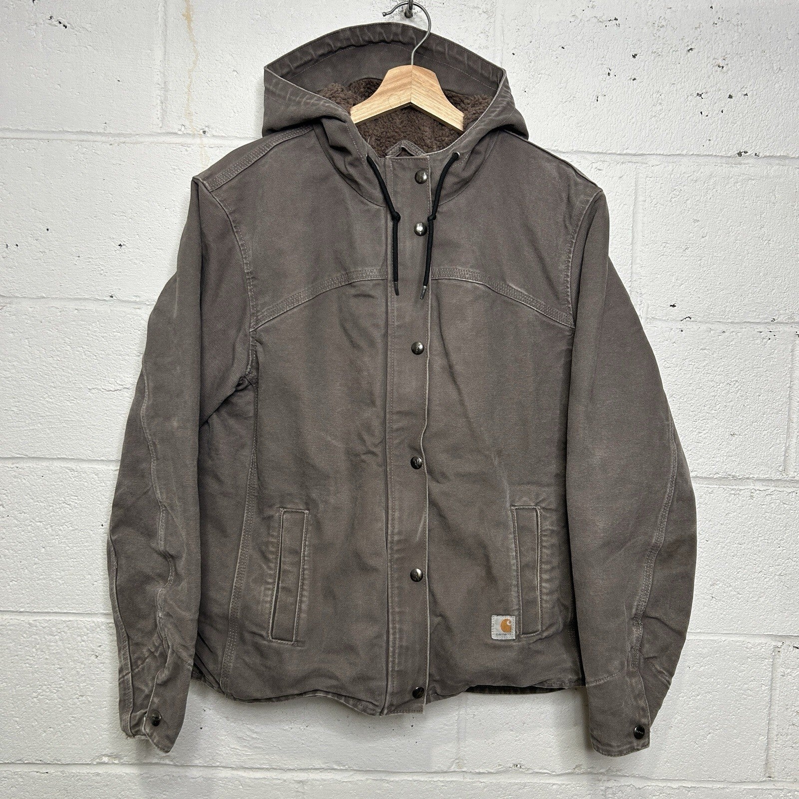 Y2K Carhartt Sherpa-Lined Sandstone Berkley Jacket “Taupe Grey” 100657-032