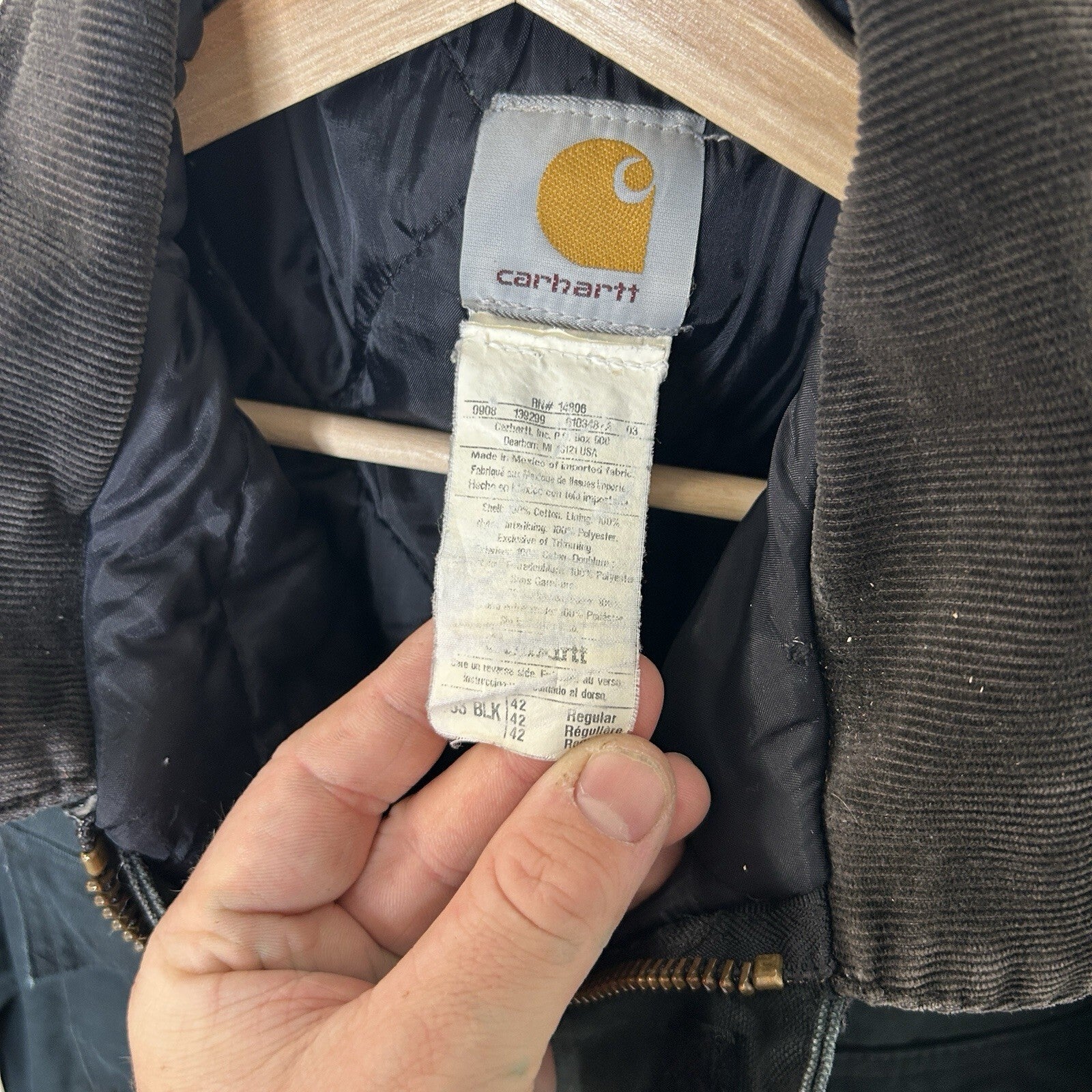 Vintage Carhartt Quilted Artic Jacket “Black” C03 BLK Men’s 42/Large Worn