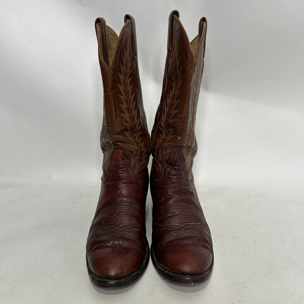 Vintage Tony Lama Leather Western Cowboy Boots Gold Label “Brown” Men’s 8.5D