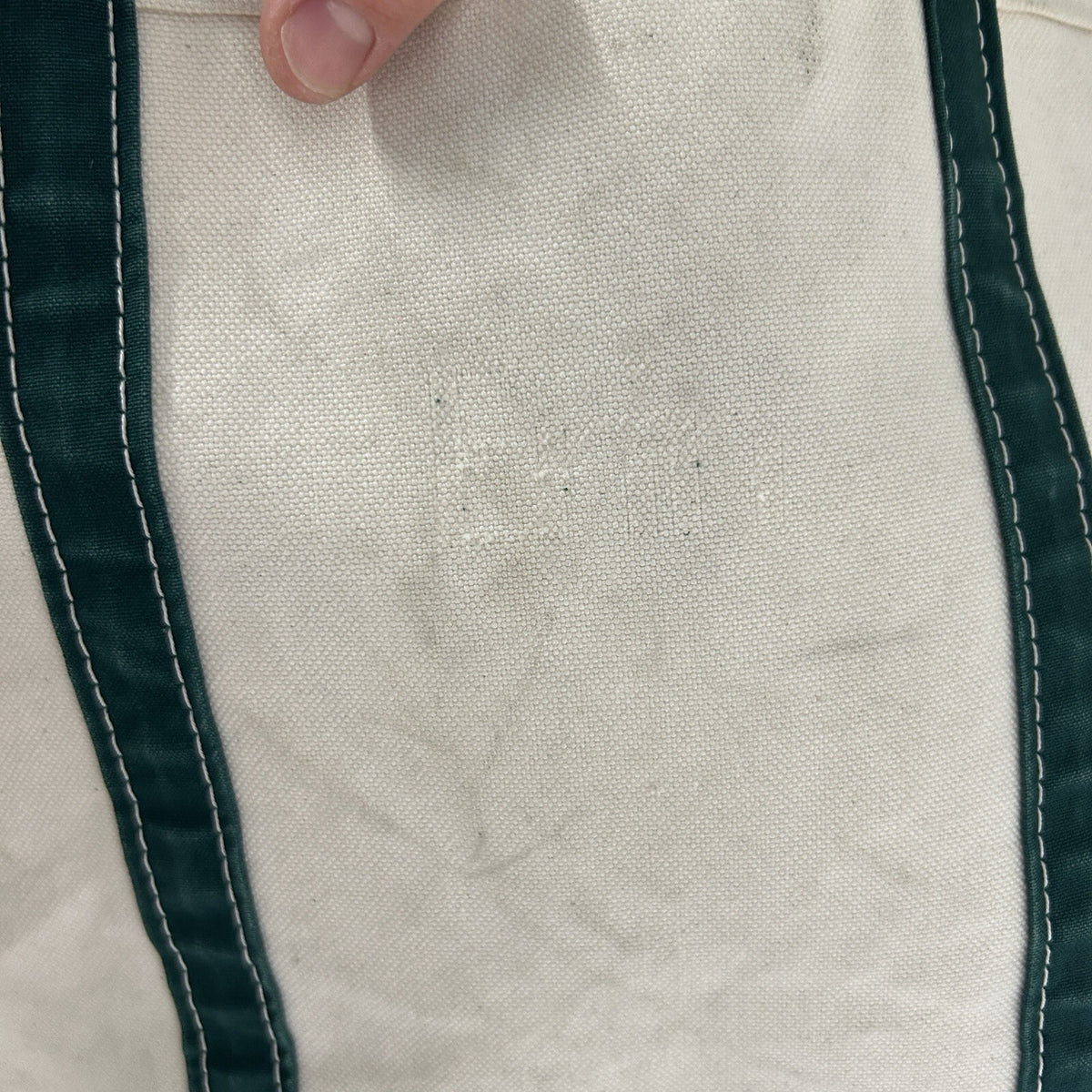 Vintage L.L. Bean Canvas Boat and Tote Bag Large “Green White” Made In USA