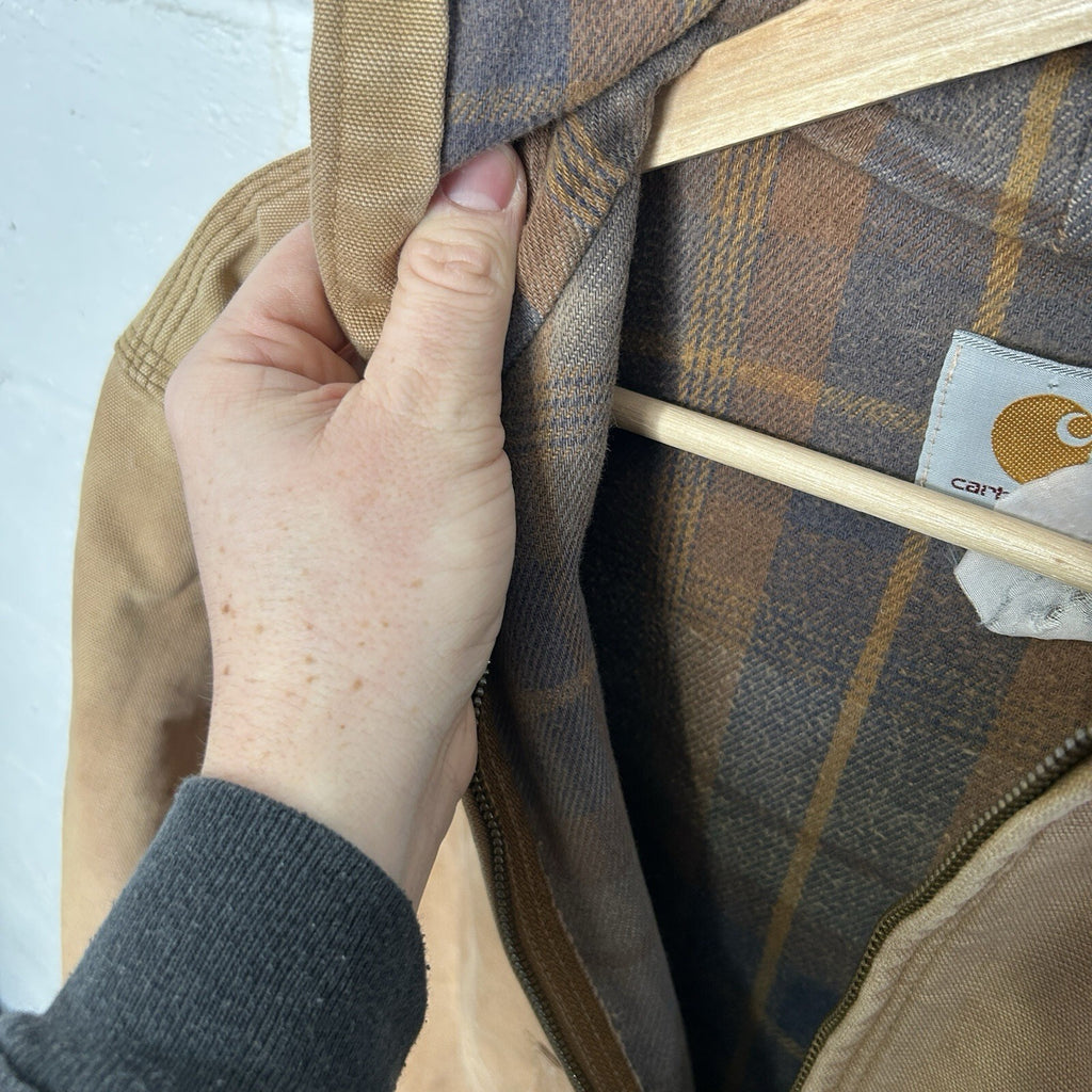 Vintage Carhartt Plaid-Lined Hooded Active Jacket “Brown” Men’s Small