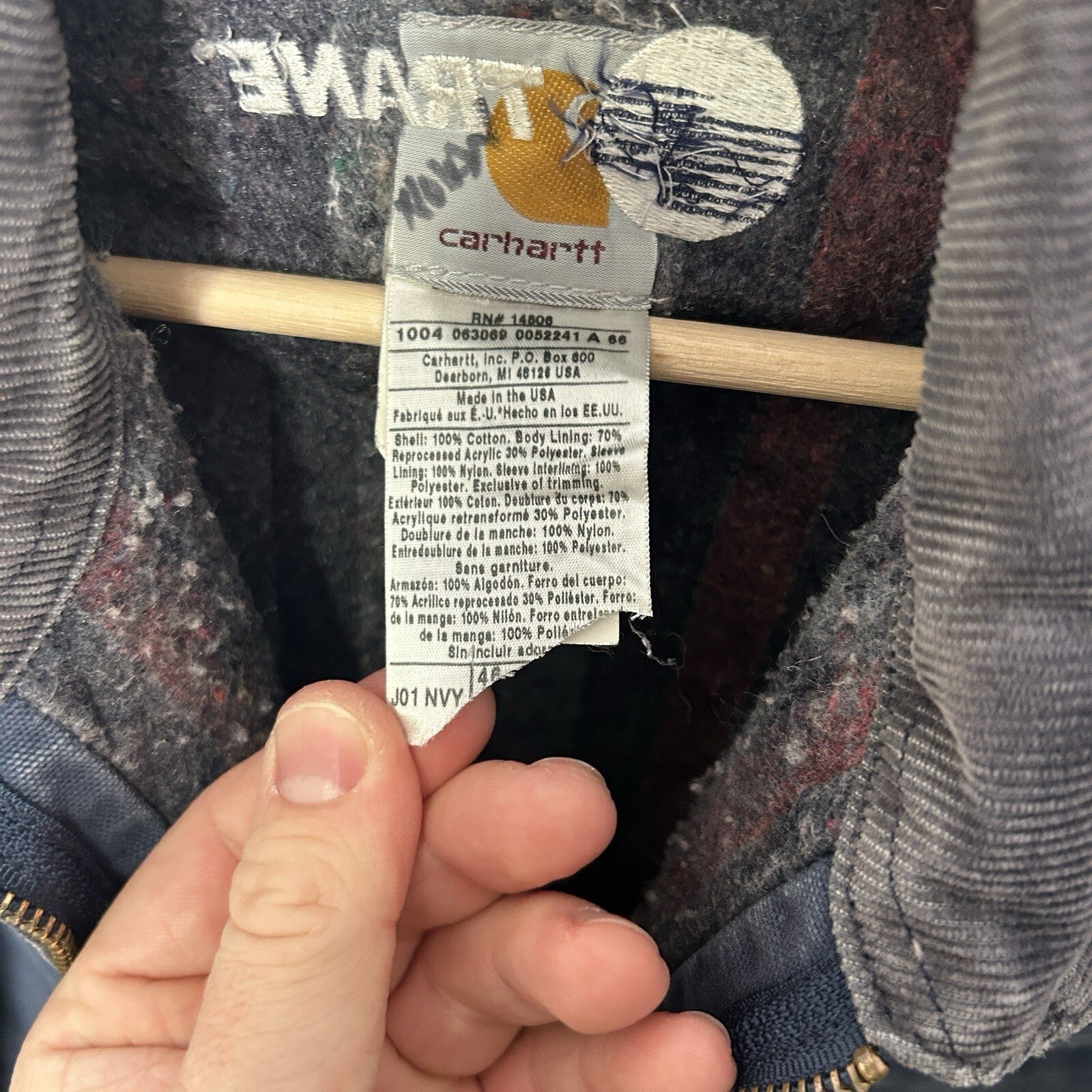 Vintage Carhartt Blanket-Lined Detroit Jacket “Navy” J01 NVY Men’s 46/Large