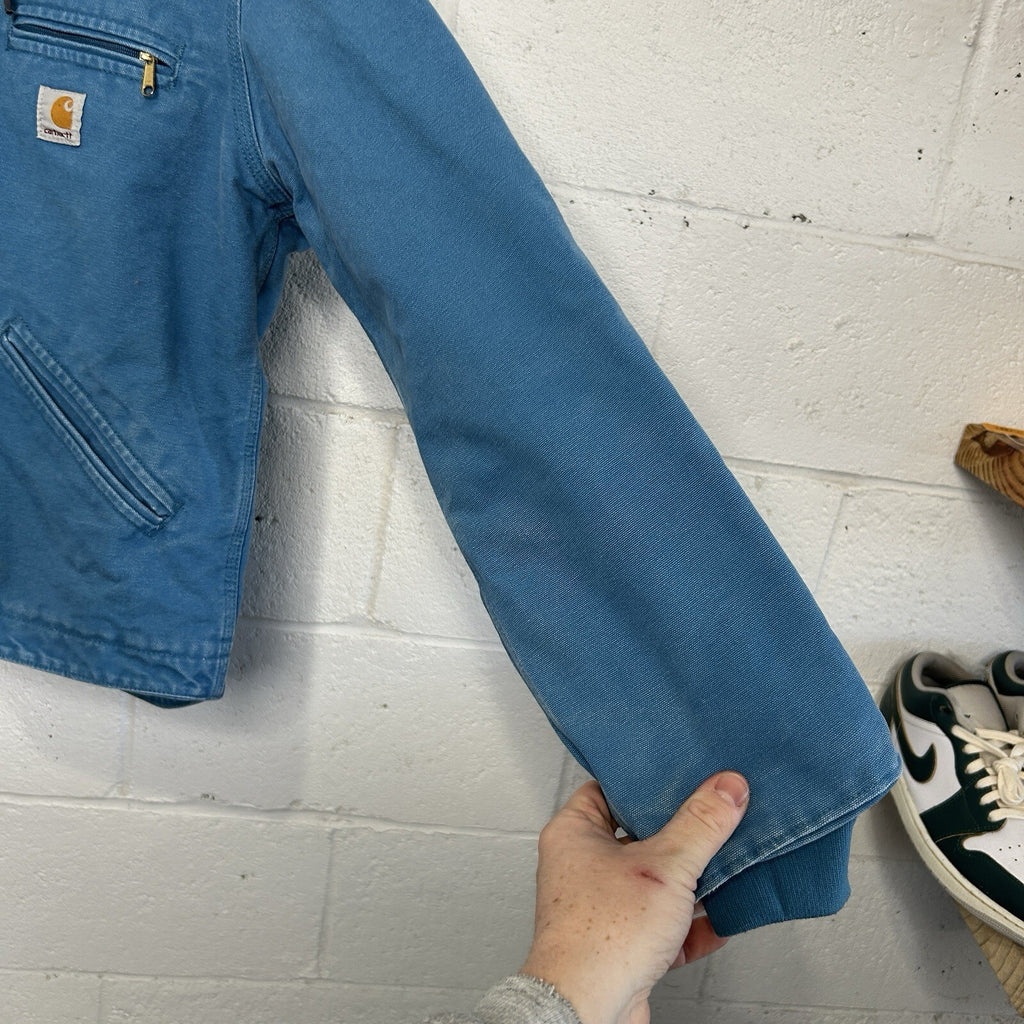 Y2K Carhartt Sherpa-Lined Hooded Detroit Jacket “Blue Topaz” WJ141 431 Women’s S