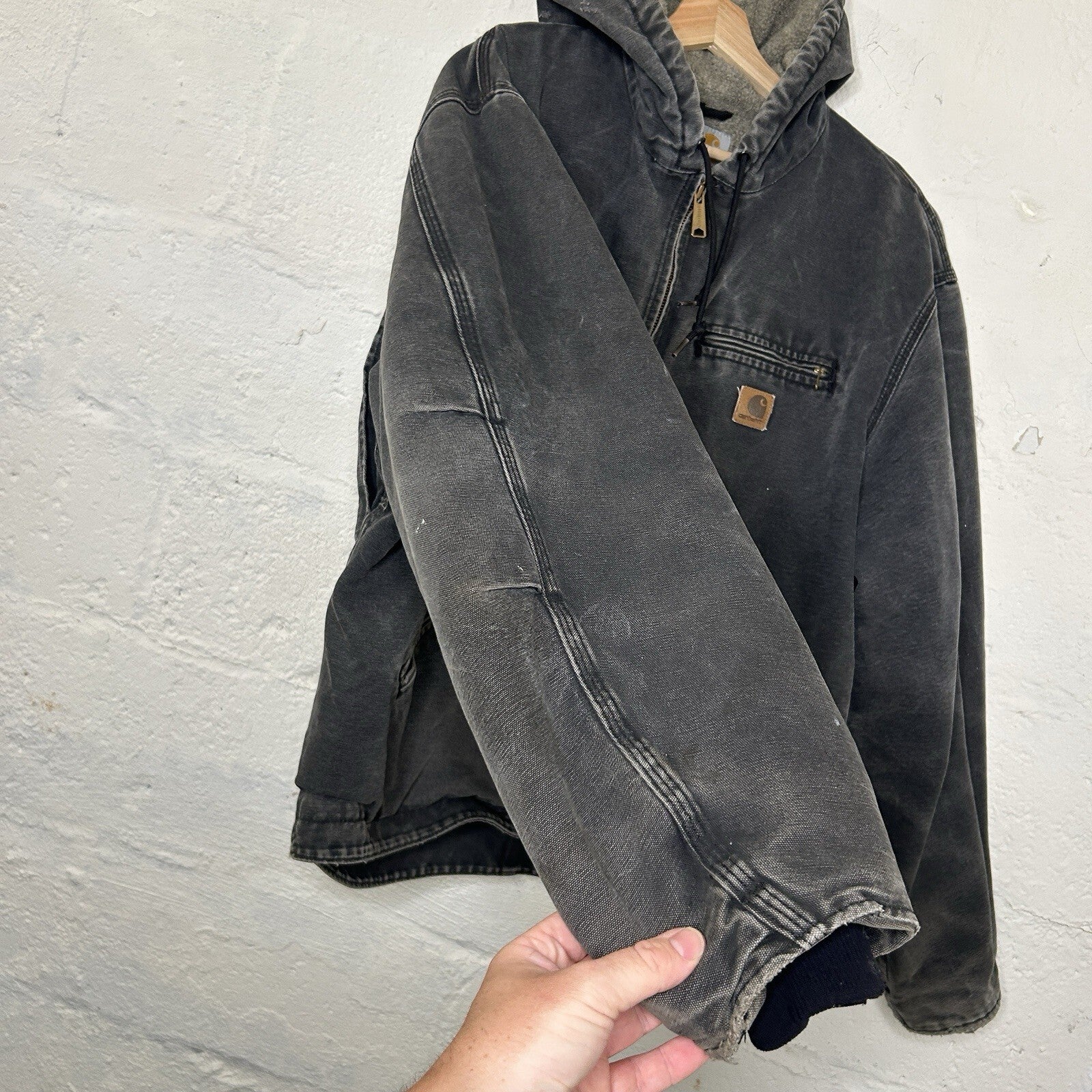 Vintage Carhartt Sherpa-Lined Hooded Detroit Jacket “Black” J141 BLK Men’s XL