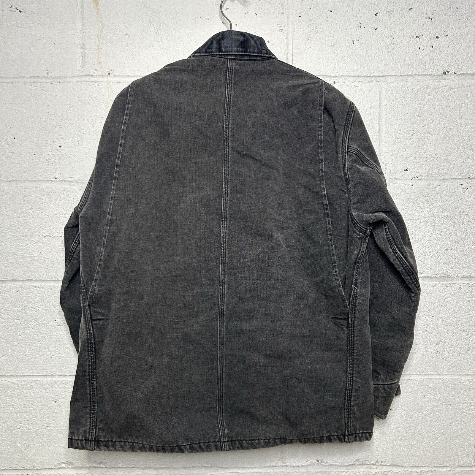 Vintage Faded Carhartt Blanket-Lined Chore Coat “Black” C01 BLK Men’s Large