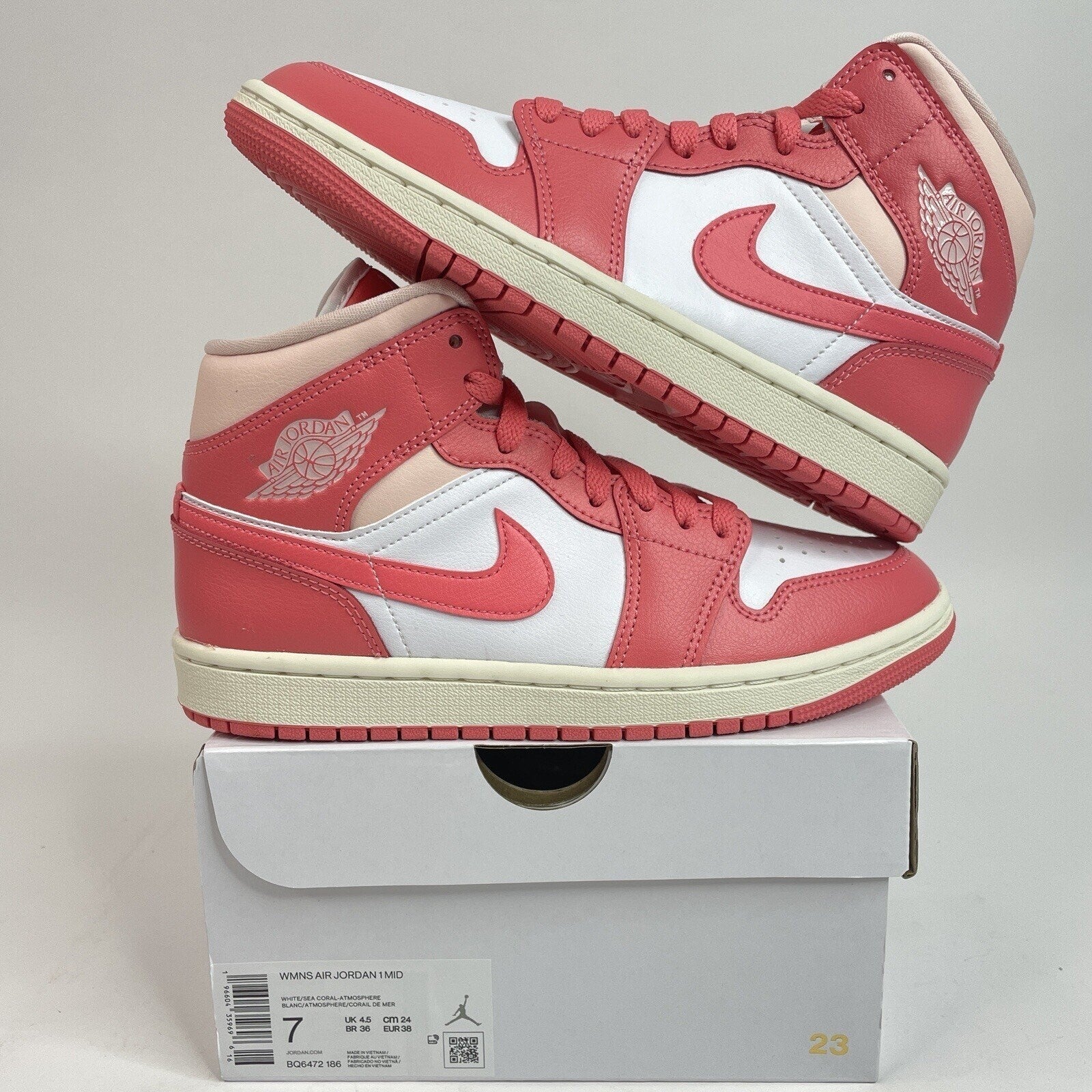 Nike Air Jordan 1 Mid Retro “Strawberries & Cream” BQ6472-186 Women's 7 New