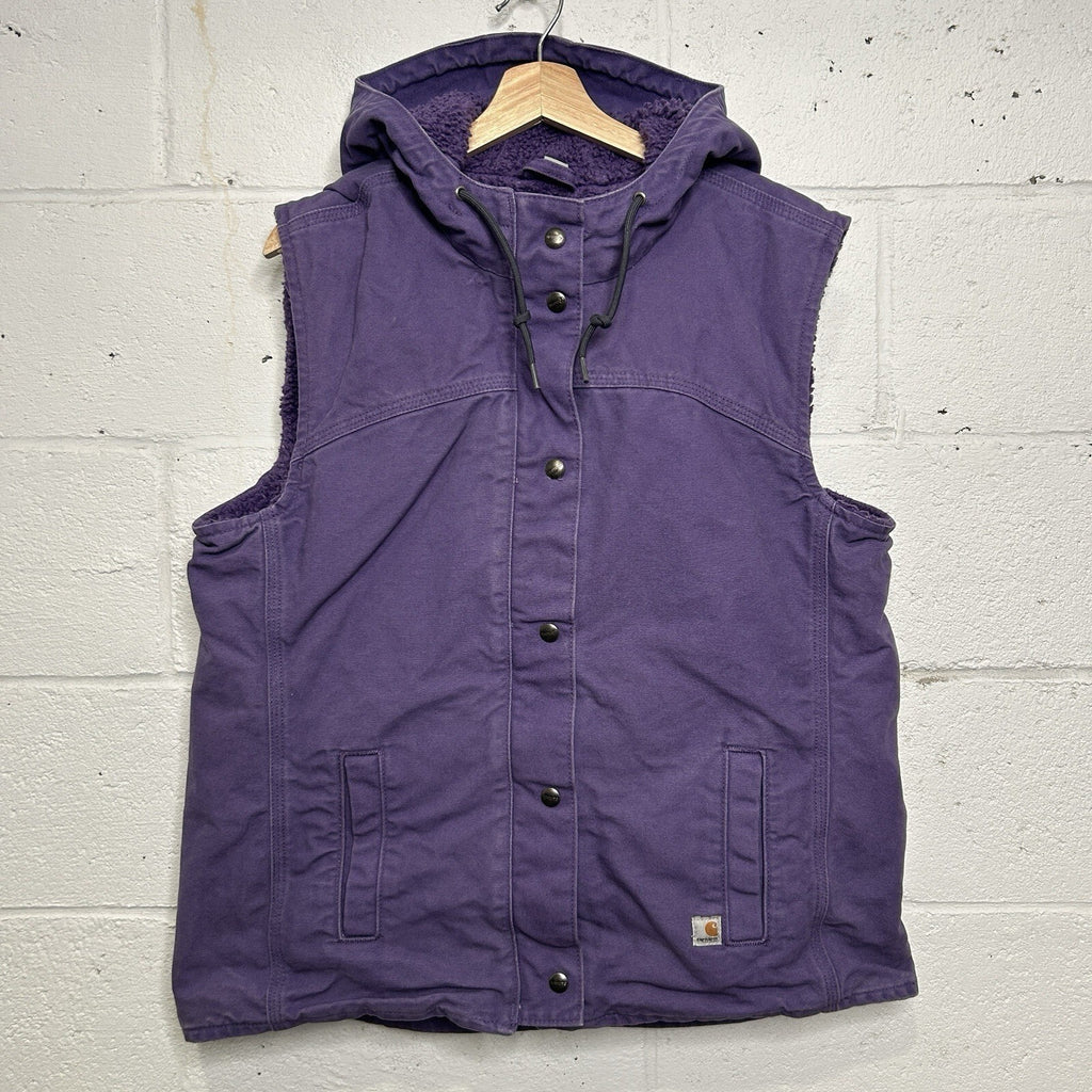 Carhartt Sandstone Sherpa-Lined Hooded Vest “Grape Purple”