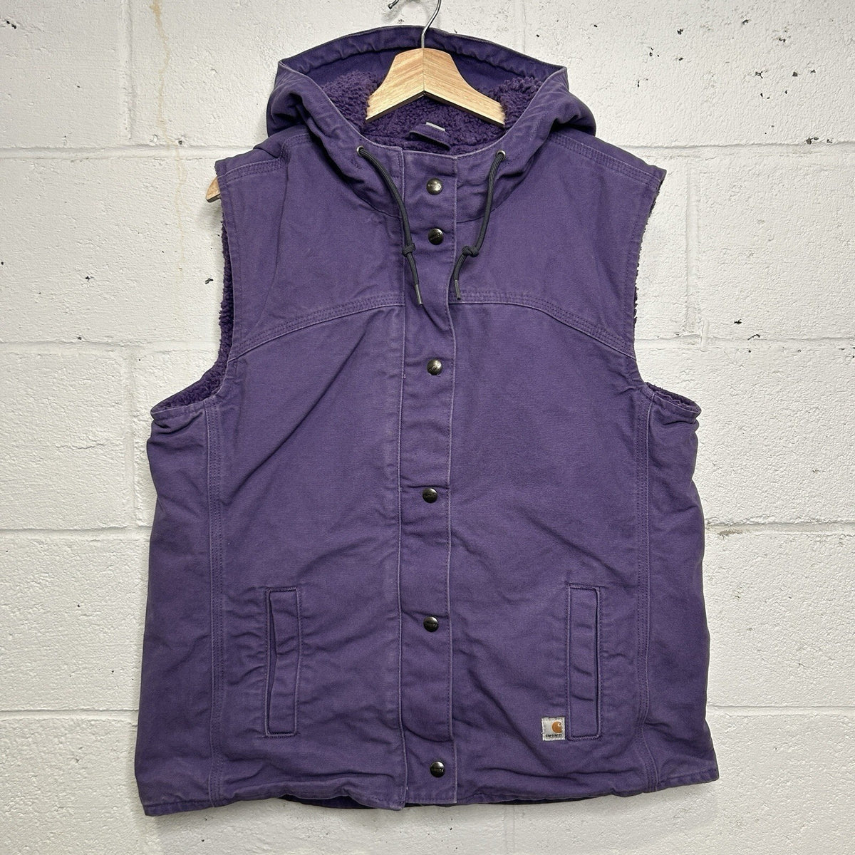 Carhartt Sandstone Sherpa-Lined Hooded Vest “Grape Purple”