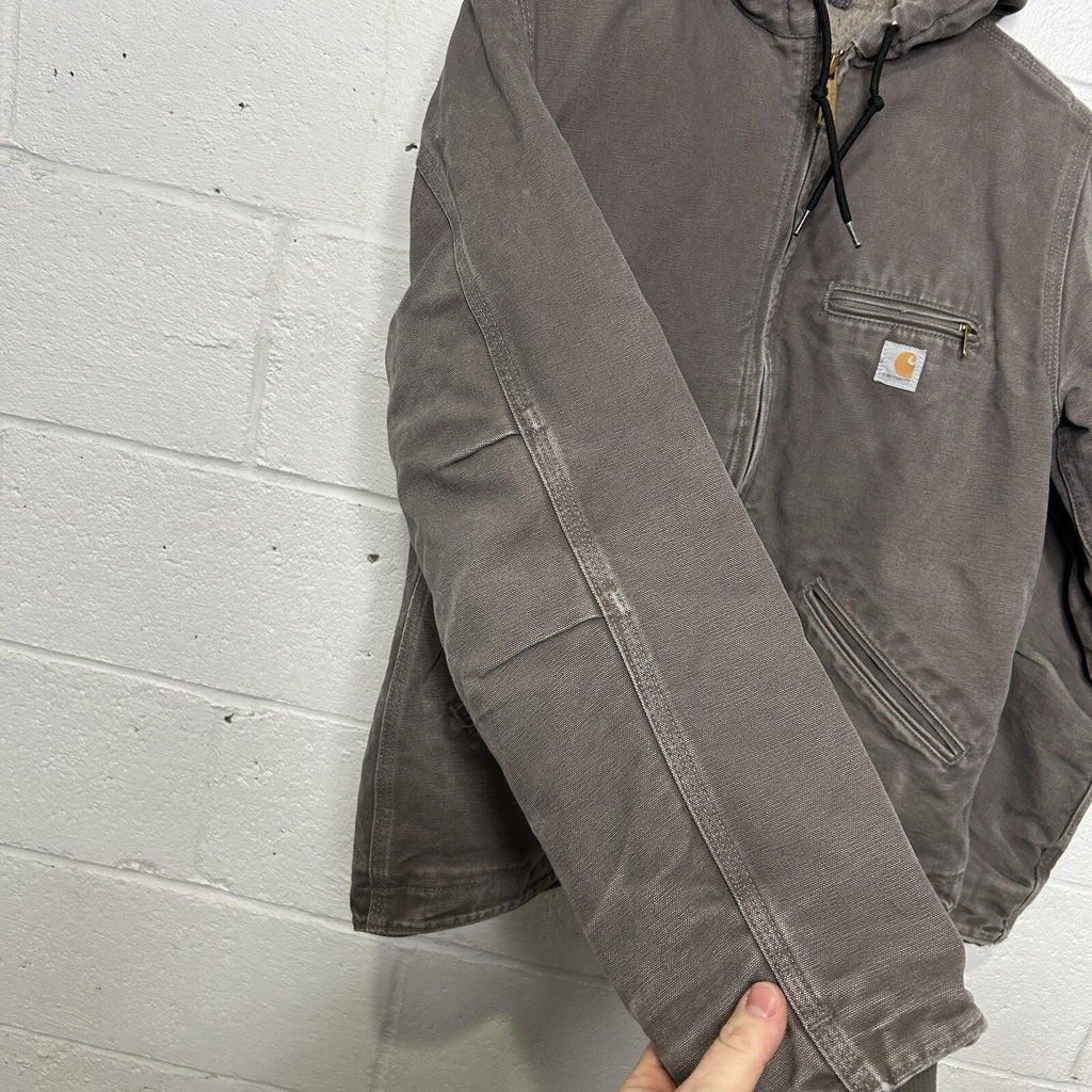 Y2K Carhartt Sherpa-Lined Hooded Detroit Jacket “Gray” WJ141-032 Women’s Small