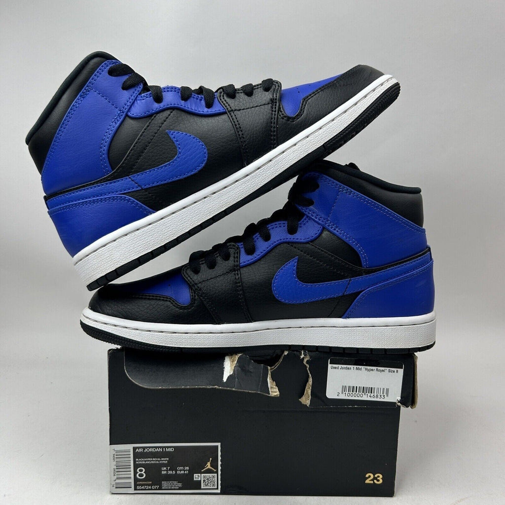 Nike Shoes Air Jordan 1 Mid Retro “Hyper Royal” 554724-077 Men’s 8 Worn