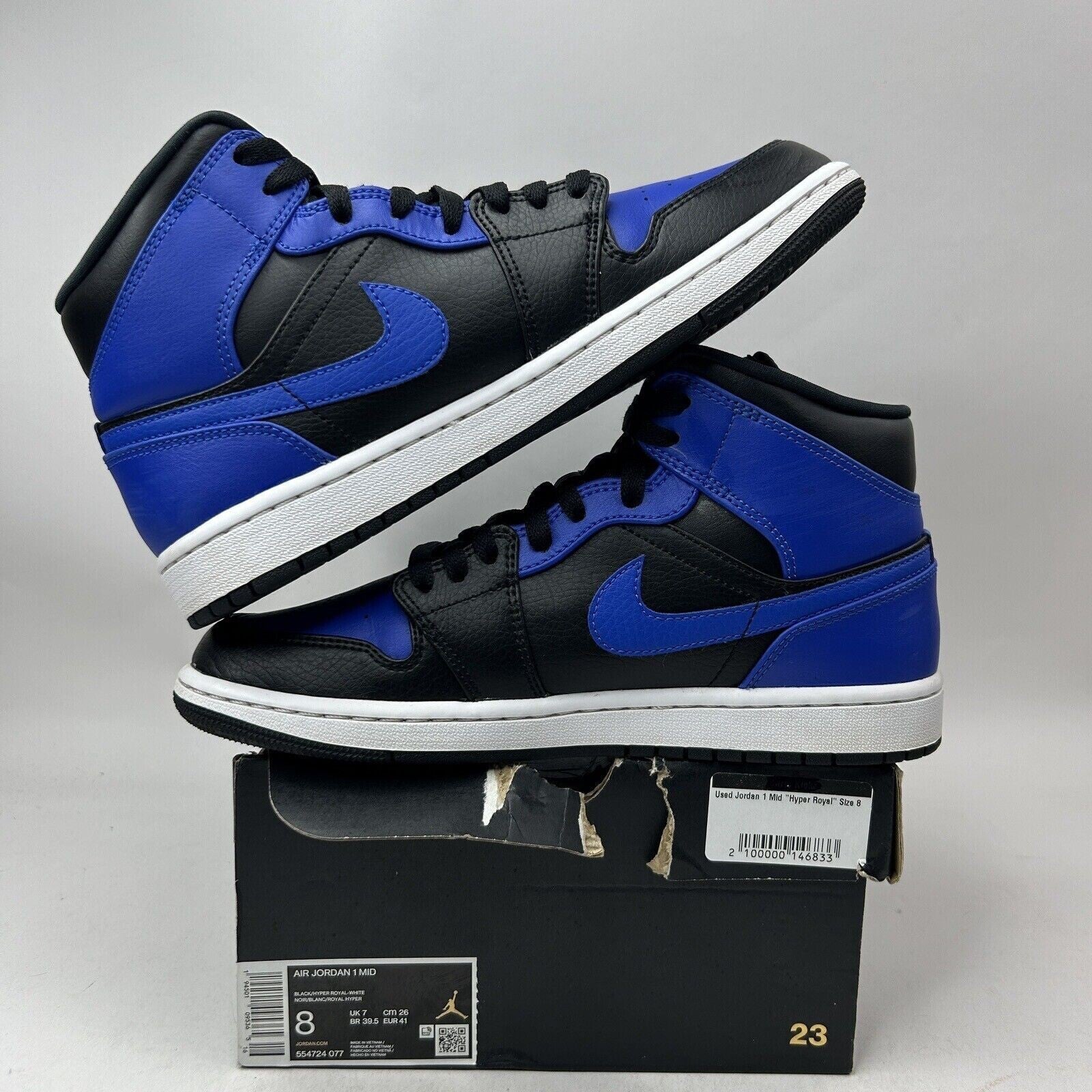 Nike Shoes Air Jordan 1 Mid Retro “Hyper Royal” 554724-077 Men’s 8 Worn