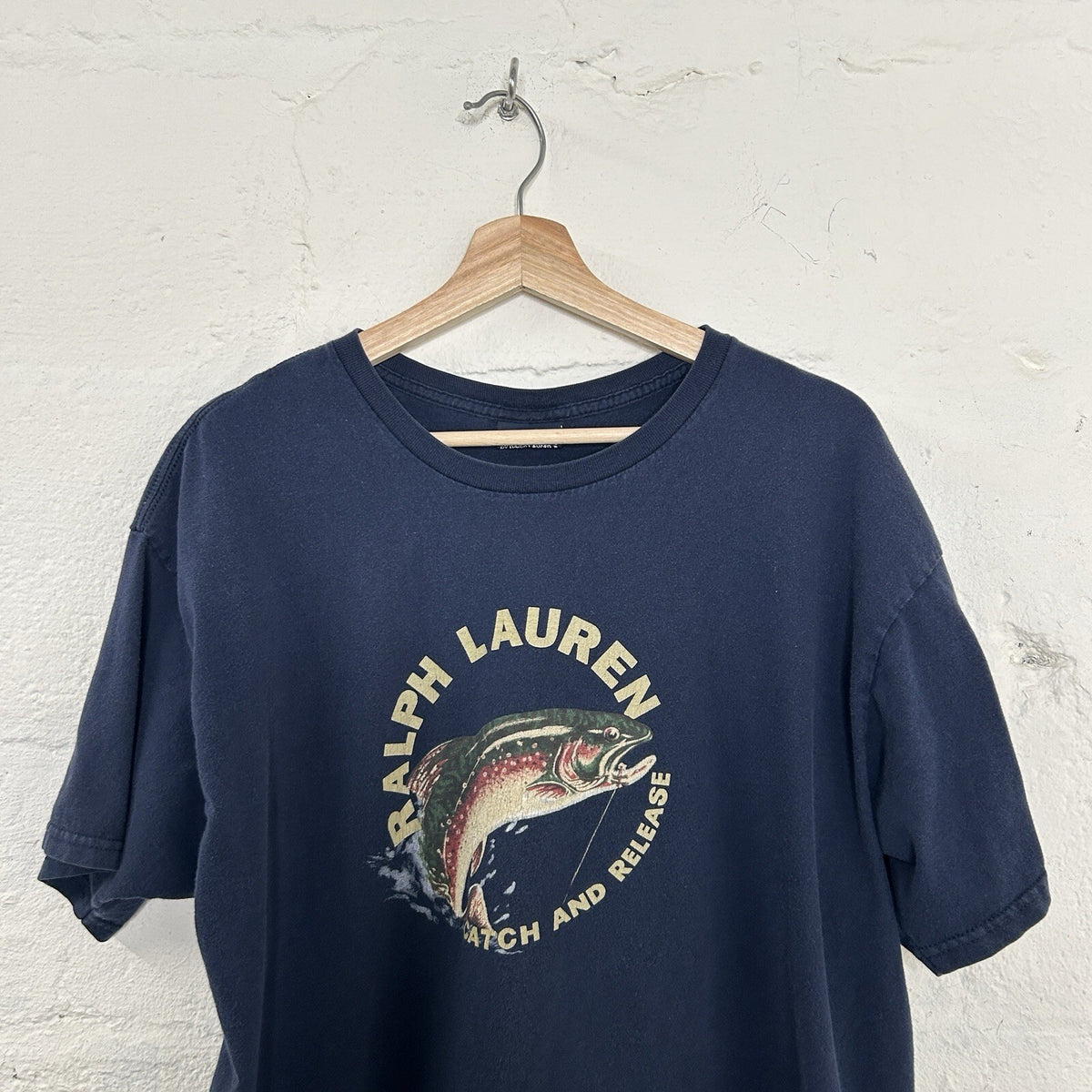 Vintage Polo Ralph Lauren Trout Catch and Release Fishing Shirt “Navy” Men’s L