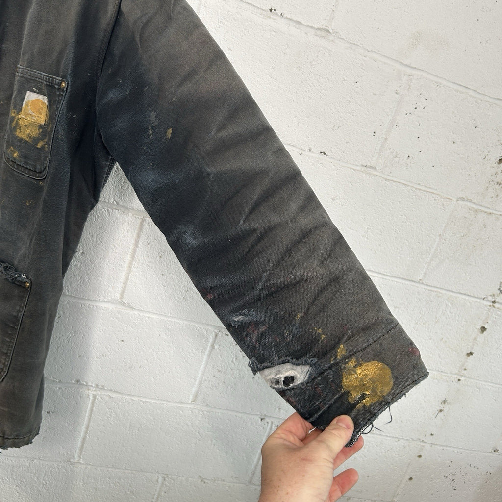 Thrashed Vintage Carhartt Blanket-Lined Chore Coat “Black” C01 BLK Men’s Small
