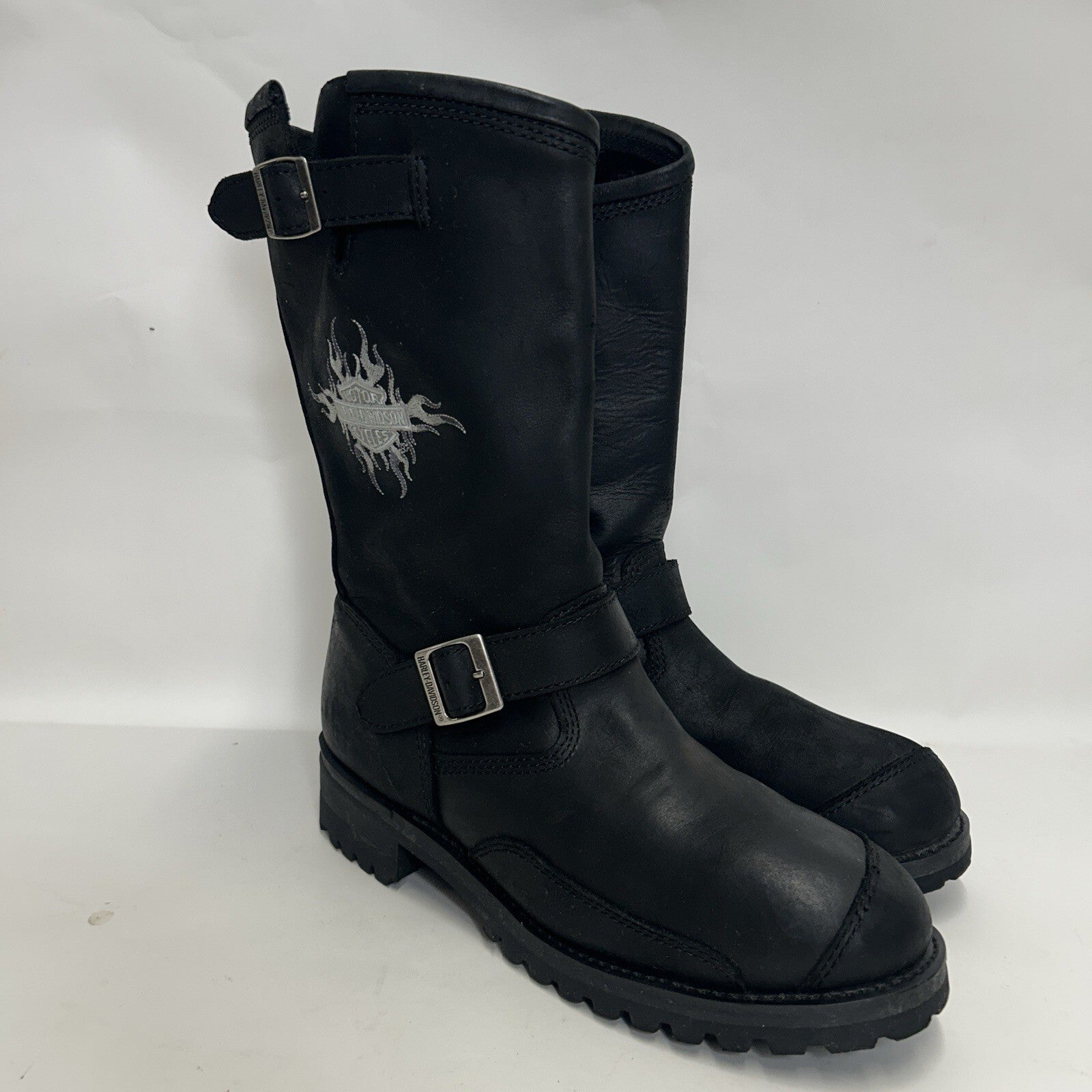 Harley Davidson Embroidered Flames Biker Engineer Boots “Black” Men’s 12
