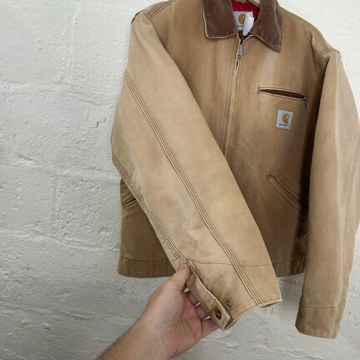 Vintage Faded Carhartt Quilted Detroit Jacket “Tan Red” 6QLJ