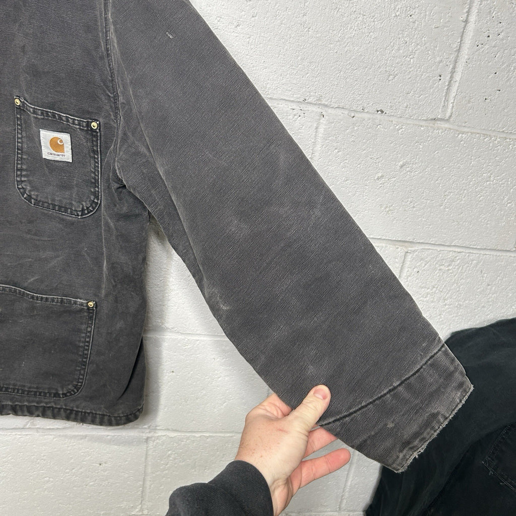 Vintage Faded Carhartt Blanket-Lined Chore Coat “Black” C01 BLK Men’s Large