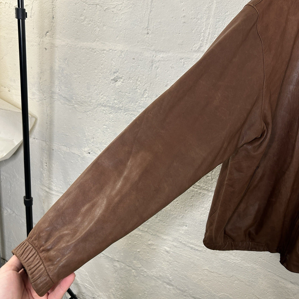 Vintage Polo Ralph Lauren Fleece Leather Harrington Jacket “Brown” Men’s X-Large