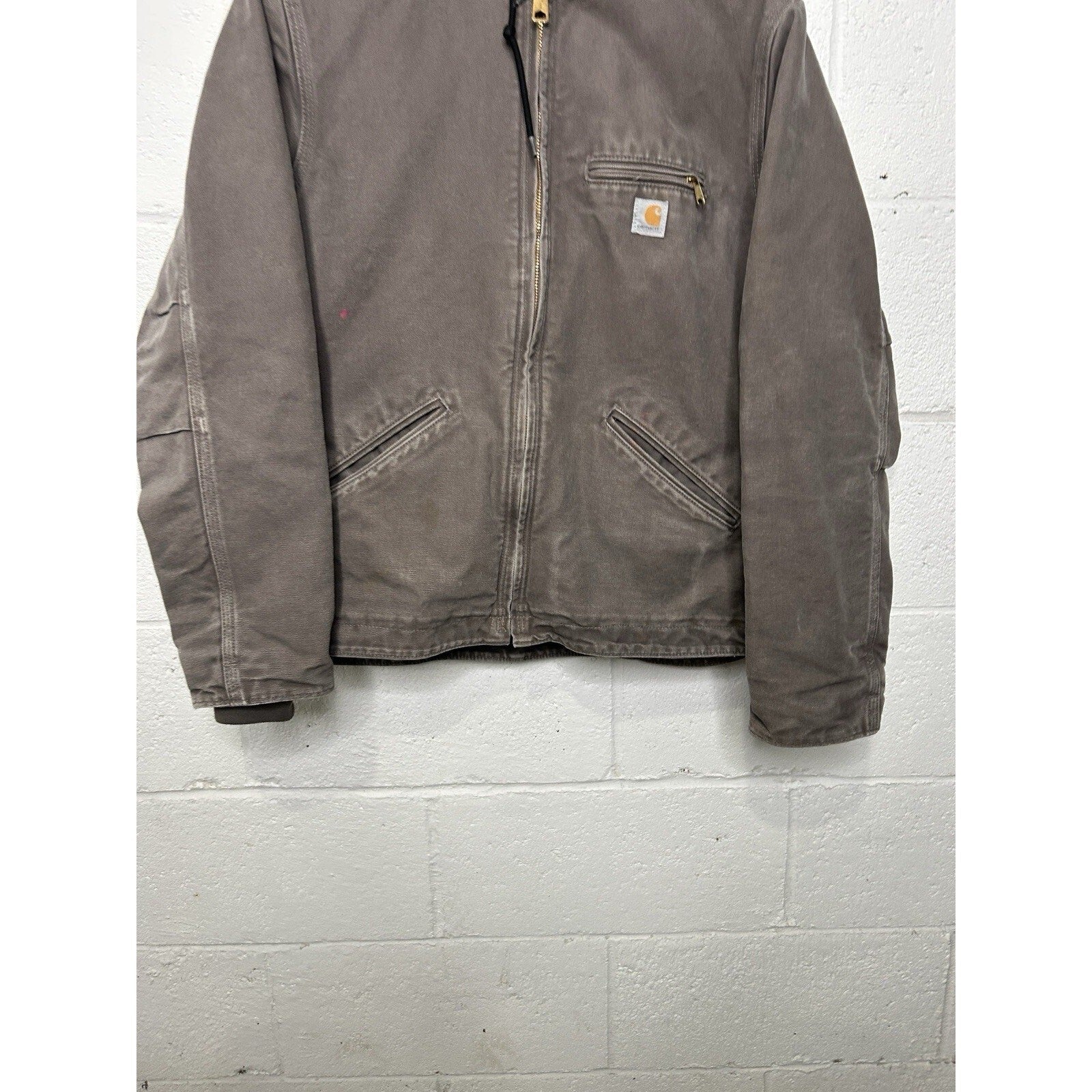 Carhartt Sherpa-Lined Hooded Detroit Jacket “Taupe Grey”