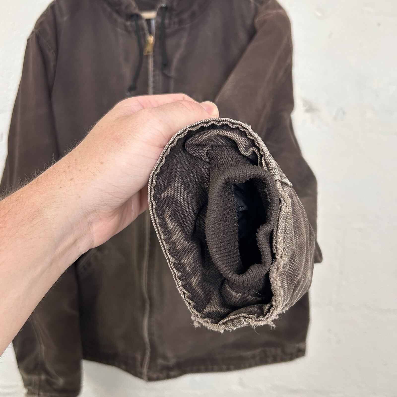 Faded Carhartt Sherpa-Lined Hooded Detroit Jacket “Dark Brown” J141 DKB Men’s L