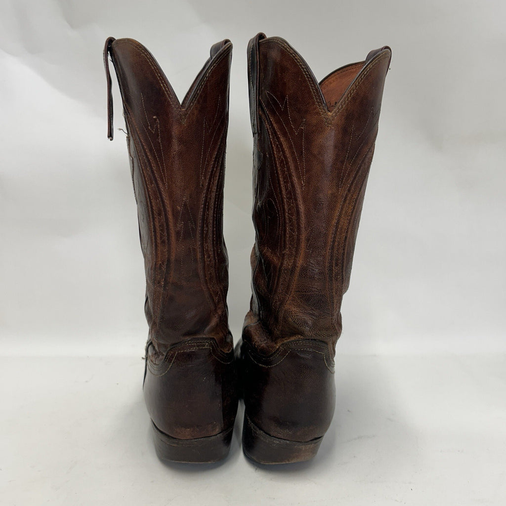 Vintage Lucchese Western Cowboy Boots Goat “Brown” Men’s 8.5EE Needs Repair