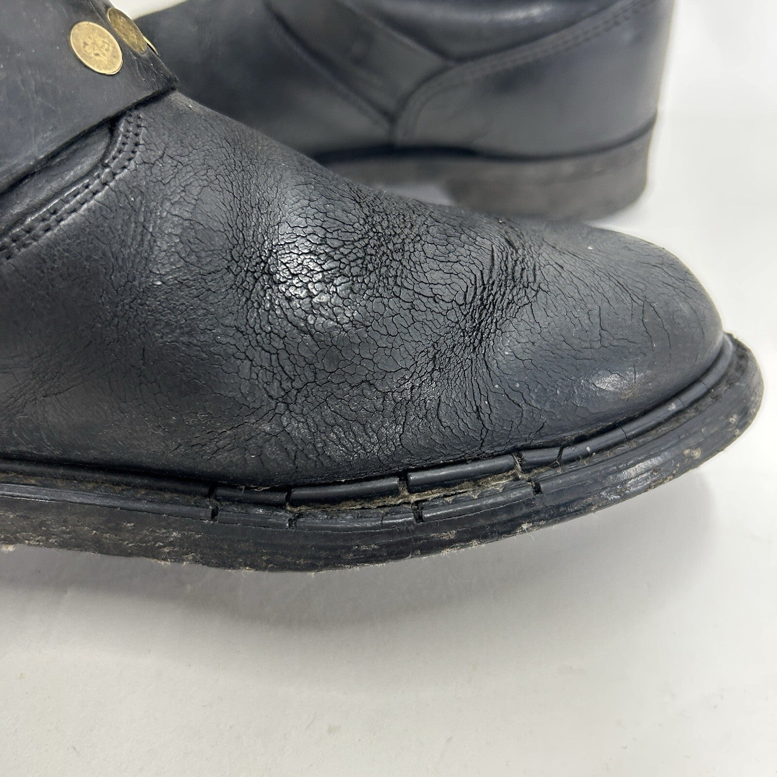 Vintage Riveted Engineer Boots Black Leather Made in USA Style 7800 Men’s 8