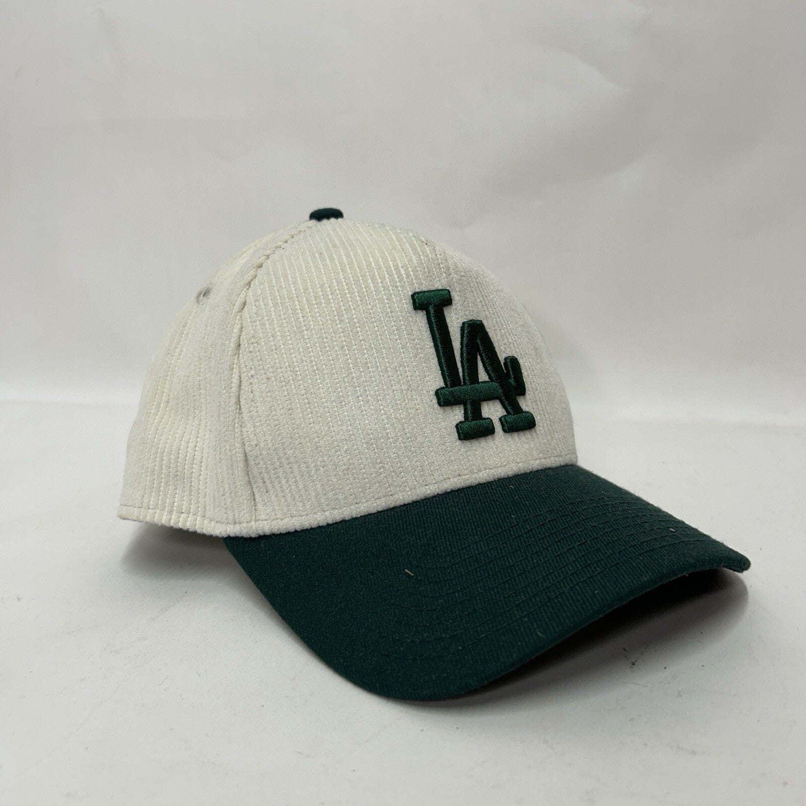 LA Dodgers MLB New Era 9Forty A-Frame Corduroy Snapback Hat “Cream Green”