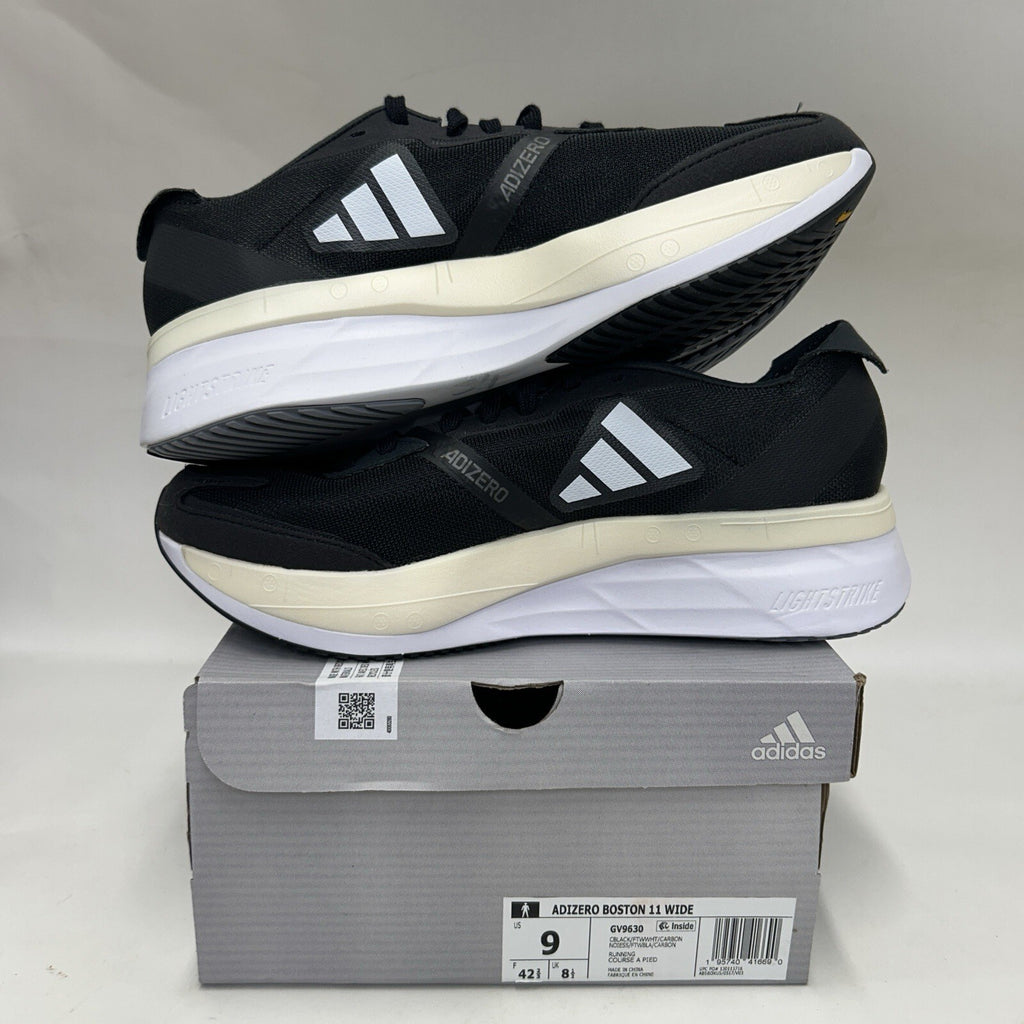 Adidas Adizero Boston 11 Wide Running Shoes “Black White” GV9630 Men’s 9 New
