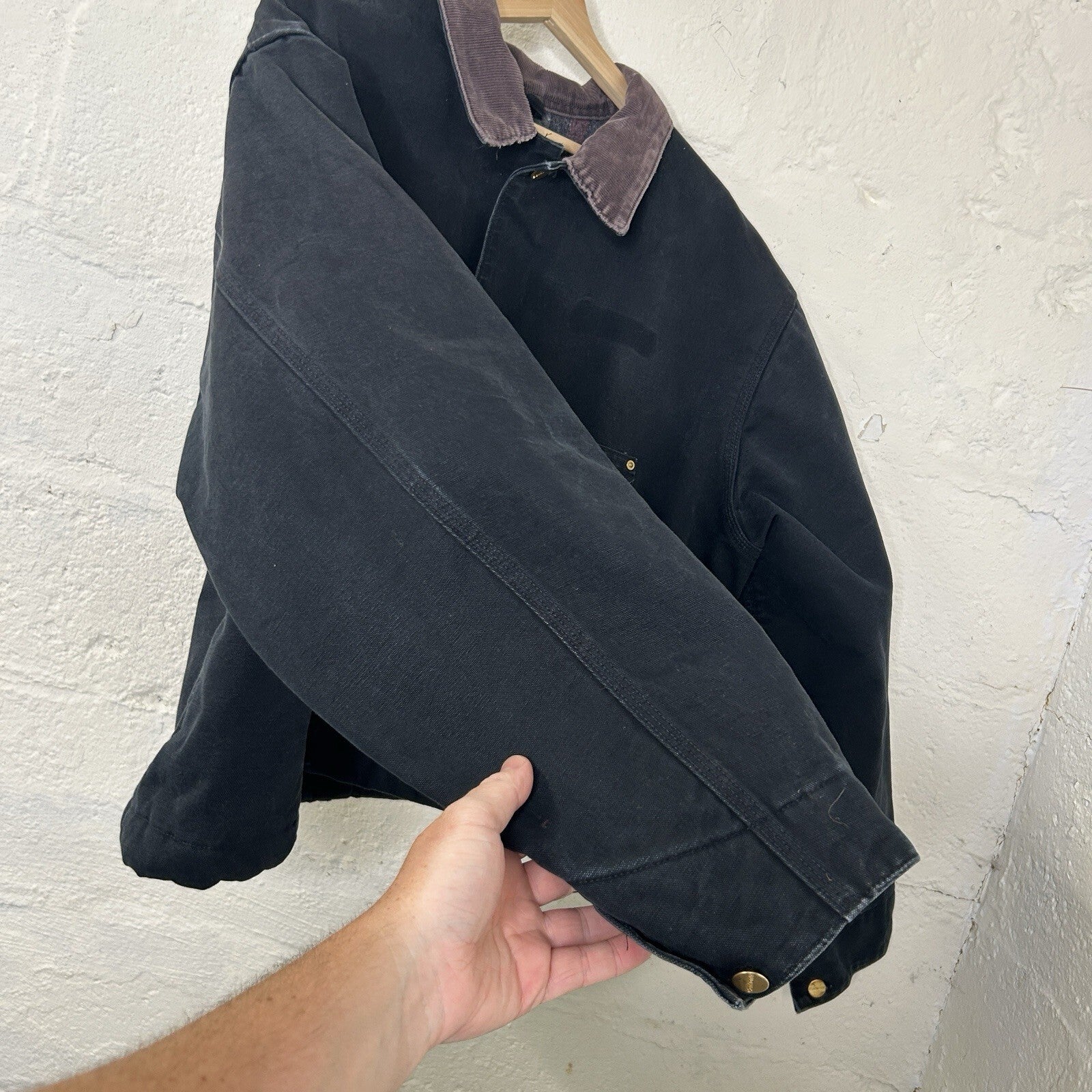 Vintage Cropped Carhartt Blanket-Lined Chore Coat “Black” C01 BLK Men’s 2XL